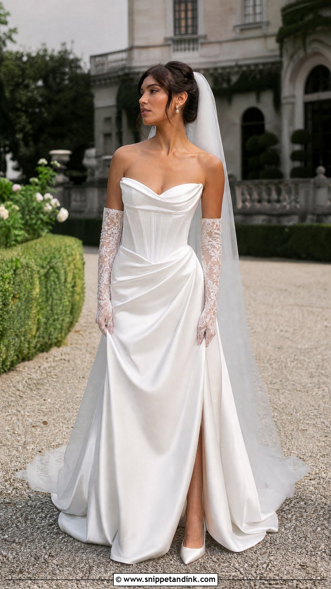 Satin Corset Wedding Dress With Lace Gloves - Snippet and Ink - 20 Satin Wedding Dress with Gloves Ideas