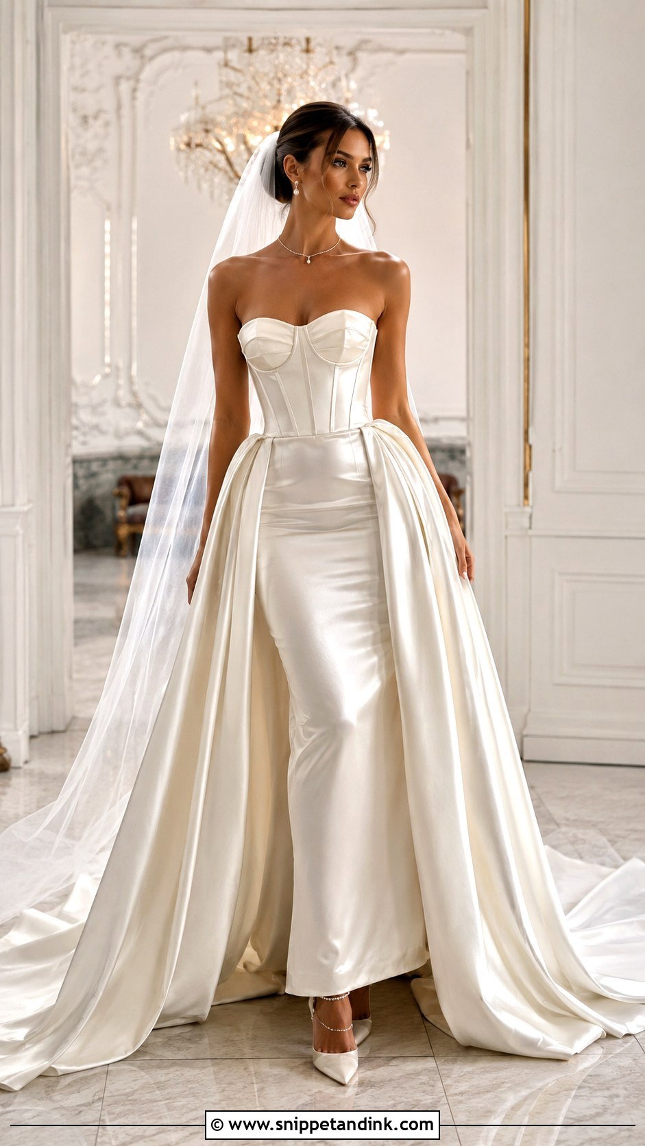 Satin Corset Wedding Dress With Overskirt - Snippet and Ink - 25 Satin Corset Wedding Dress Ideas