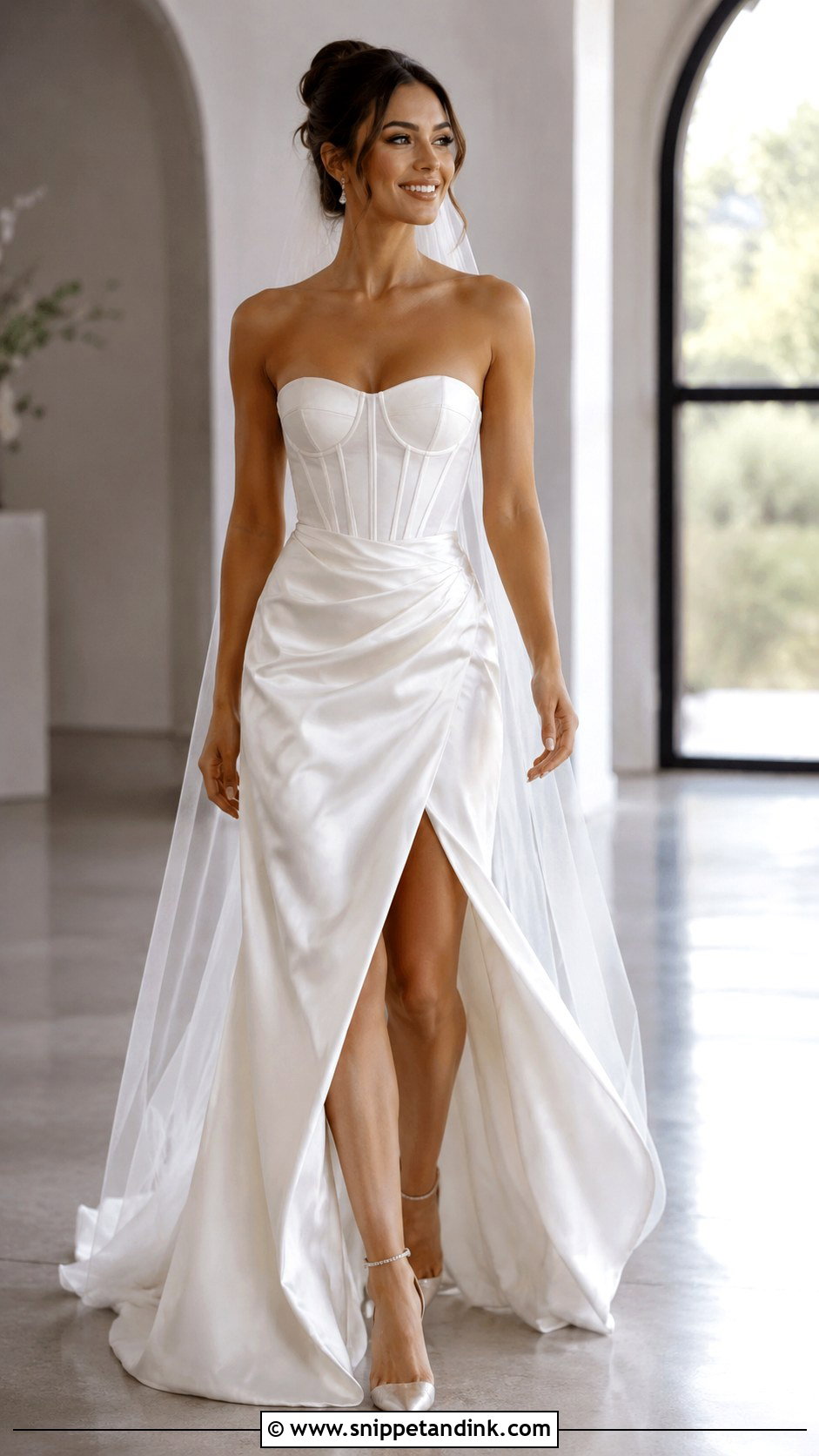 Satin Corset Wedding Dress With Slit - Snippet and Ink - 25 Satin Corset Wedding Dress Ideas
