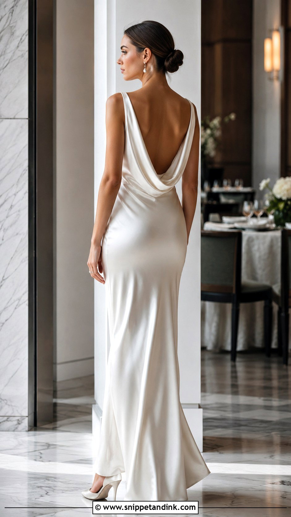 Satin Cowl Back Wedding Dress - Snippet and Ink - 20 Backless Wedding Ideas