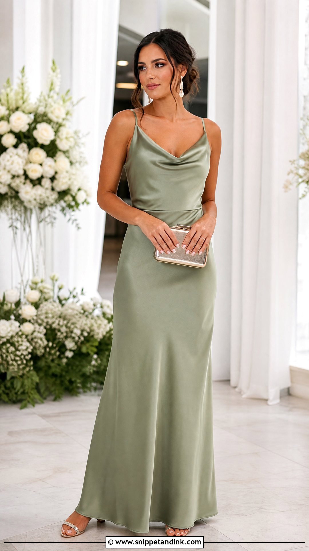 Satin Cowl Neck Bridesmaid Dress - Snippet and Ink - 20 Wedding Maids Dress Designs