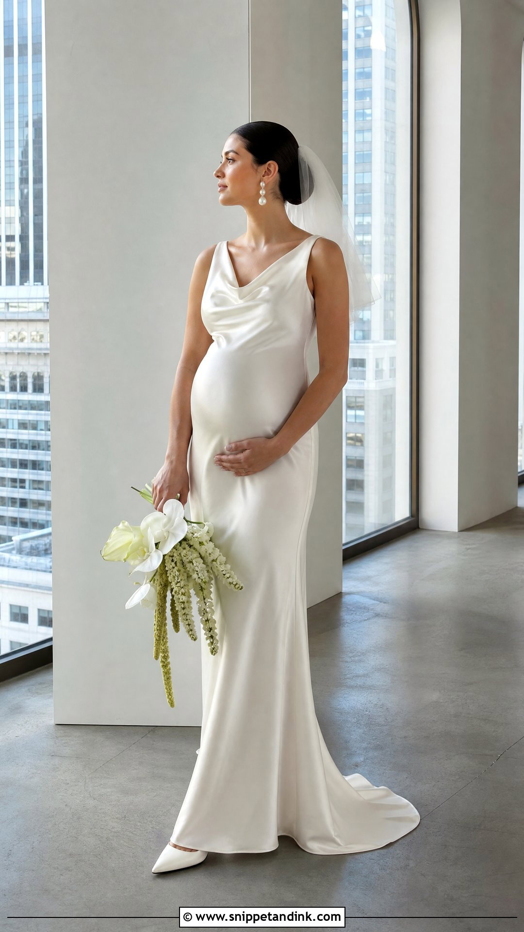 Satin Cowl Neck Maternity Bridal Gown - Snippet and Ink - 25 Maternity Bridal Gowns