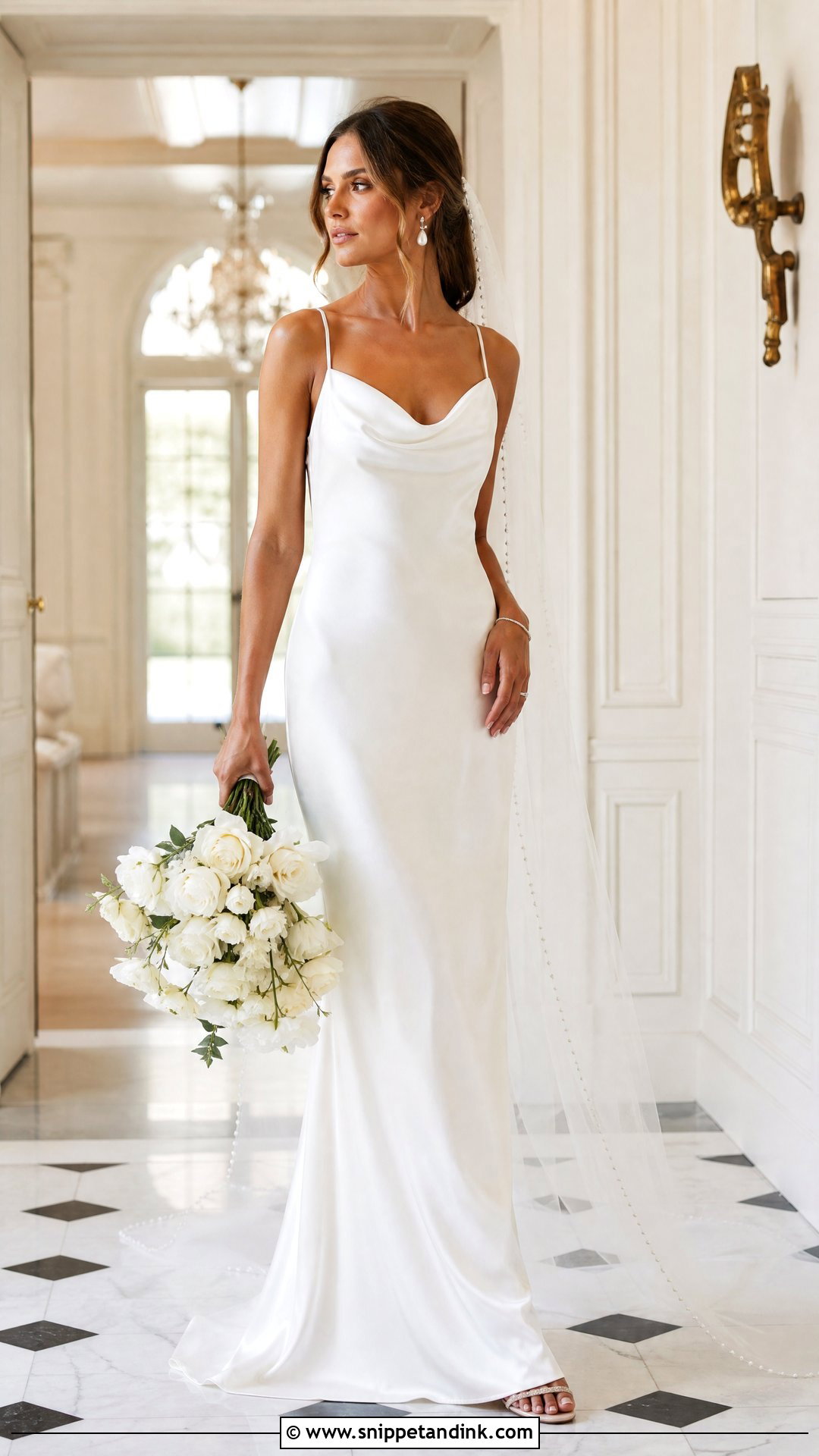 Satin Cowl Neck Sheath Wedding Dress - Snippet and Ink - 20 Sheath Wedding Dresses