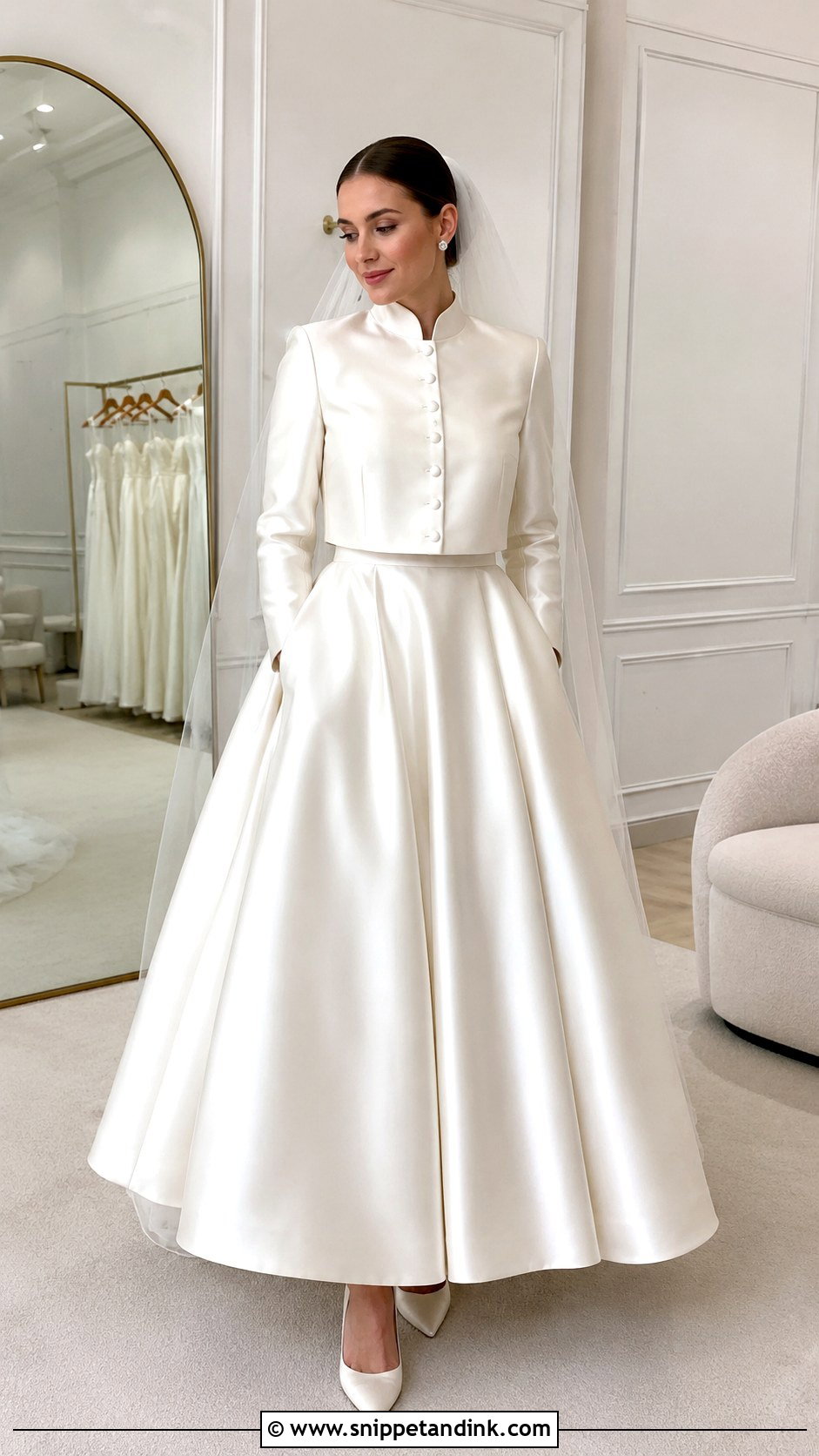 Satin Cropped Wedding Dress Jacket - Snippet and Ink - 25 Wedding Dress Jacket Ideas