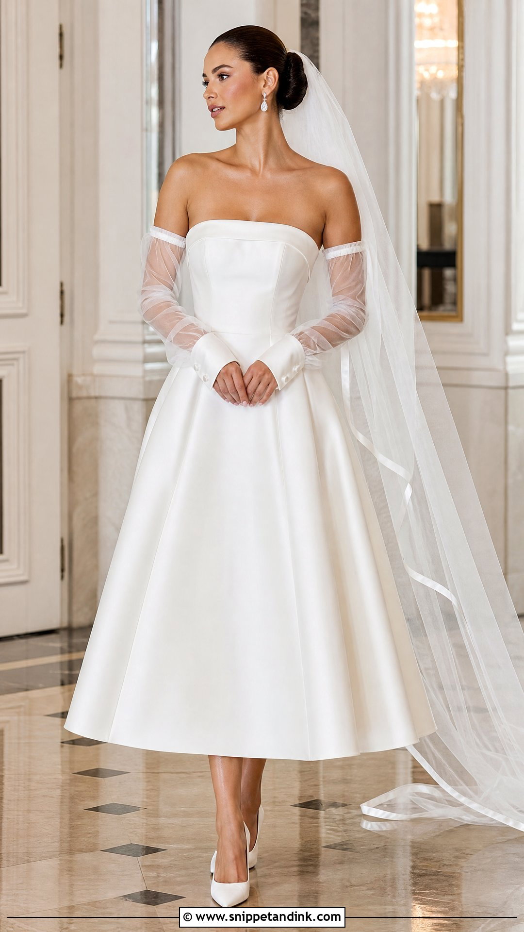 Satin Cuff Sleeves With Fit And Flare Wedding Dress - Snippet and Ink - 20 Wedding Sleeves Detachable