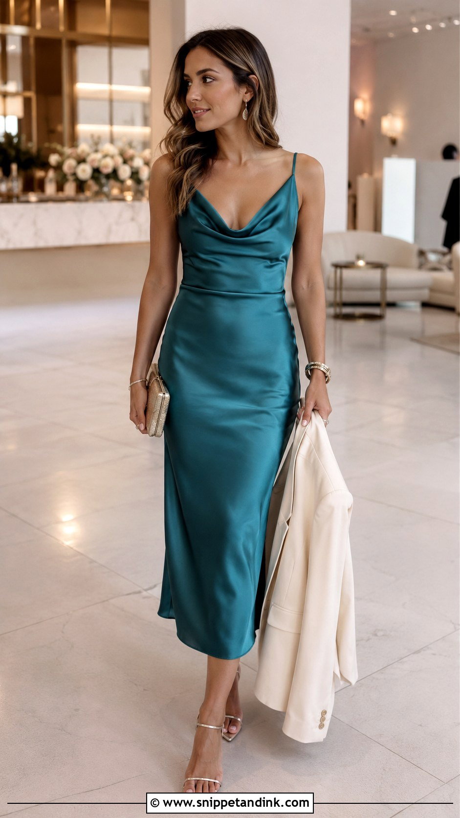 Satin Designer Cowl Neck Dress - Snippet and Ink - 20 Designer Dress for Wedding Ideas