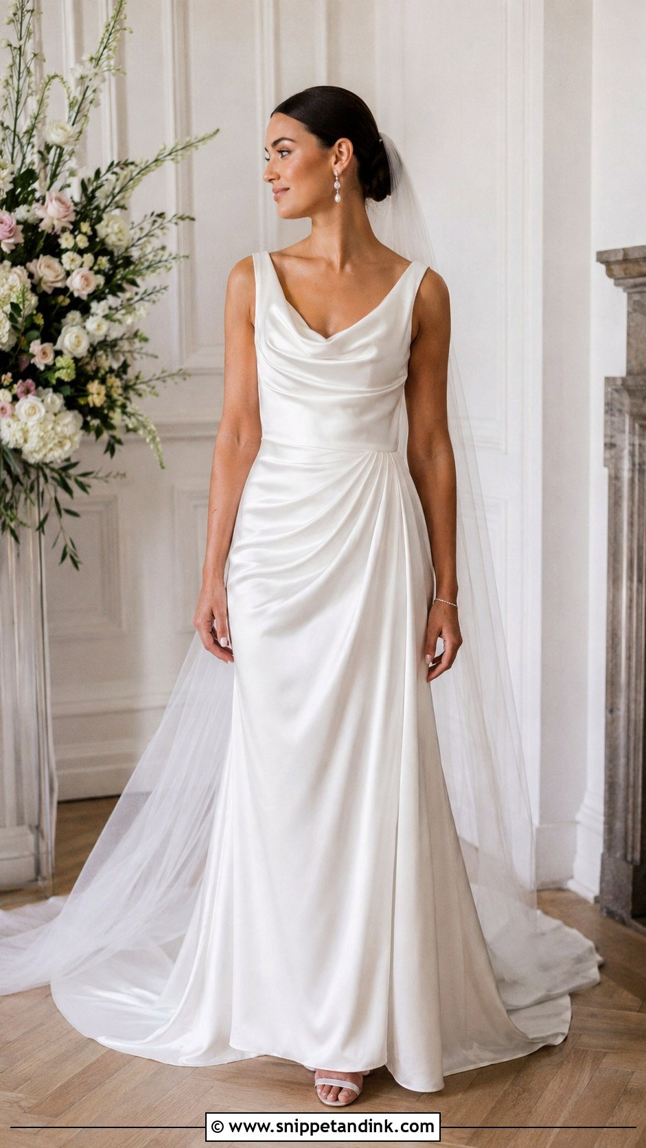 Satin Draped Bride Dress - Snippet and Ink - 25 Satin Bride Dress Ideas