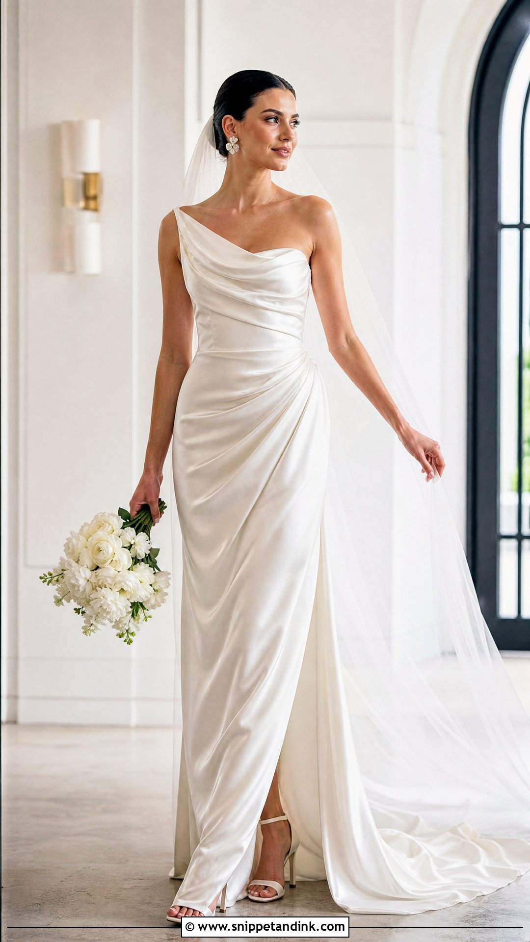 Satin Draped Wedding Dress - Snippet and Ink - 25 Silky Wedding Dress Ideas