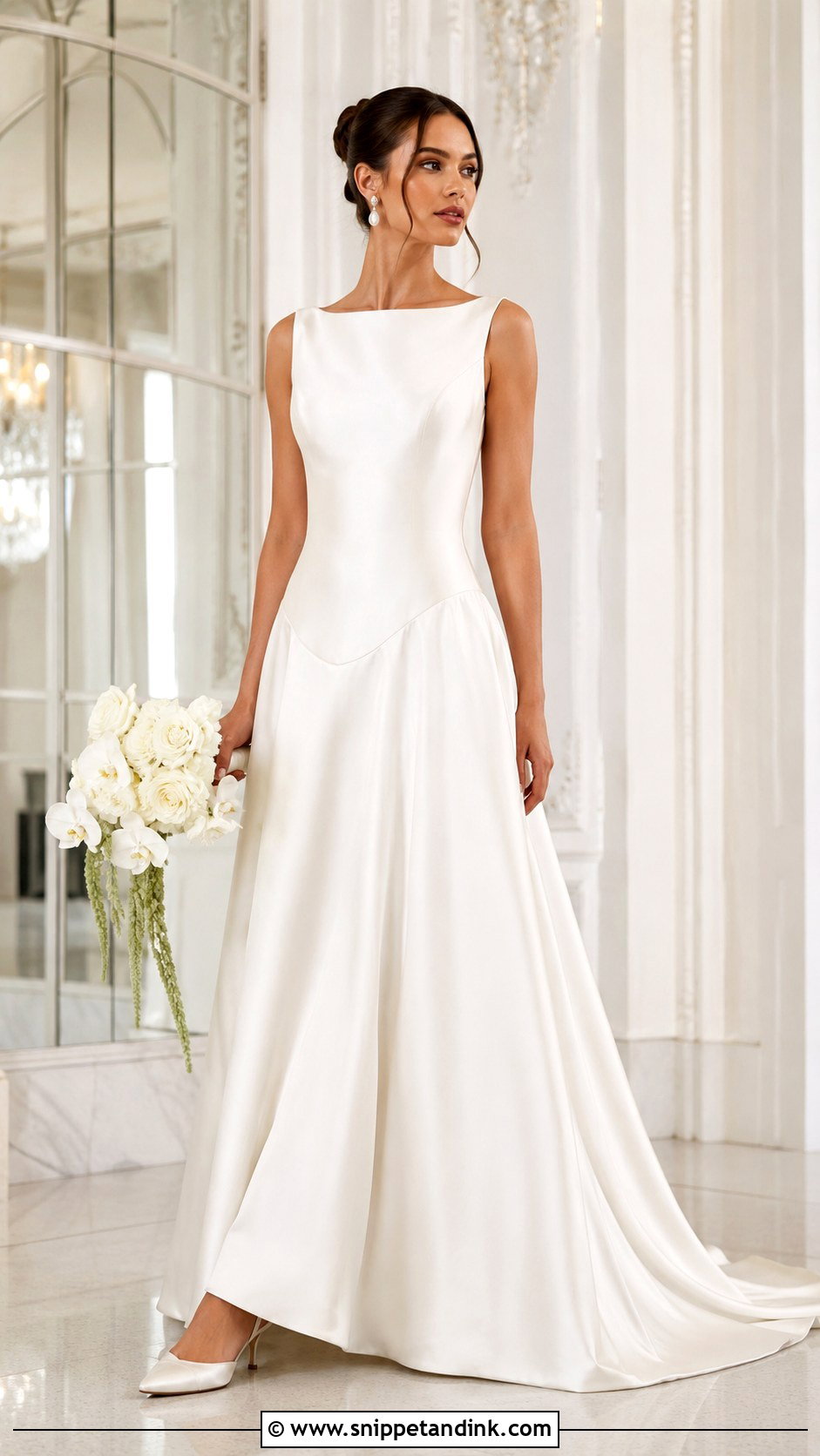 Satin Drop Waist A Line Wedding Dress - Snippet and Ink - 25 Drop Waist a Line Wedding Dress Ideas