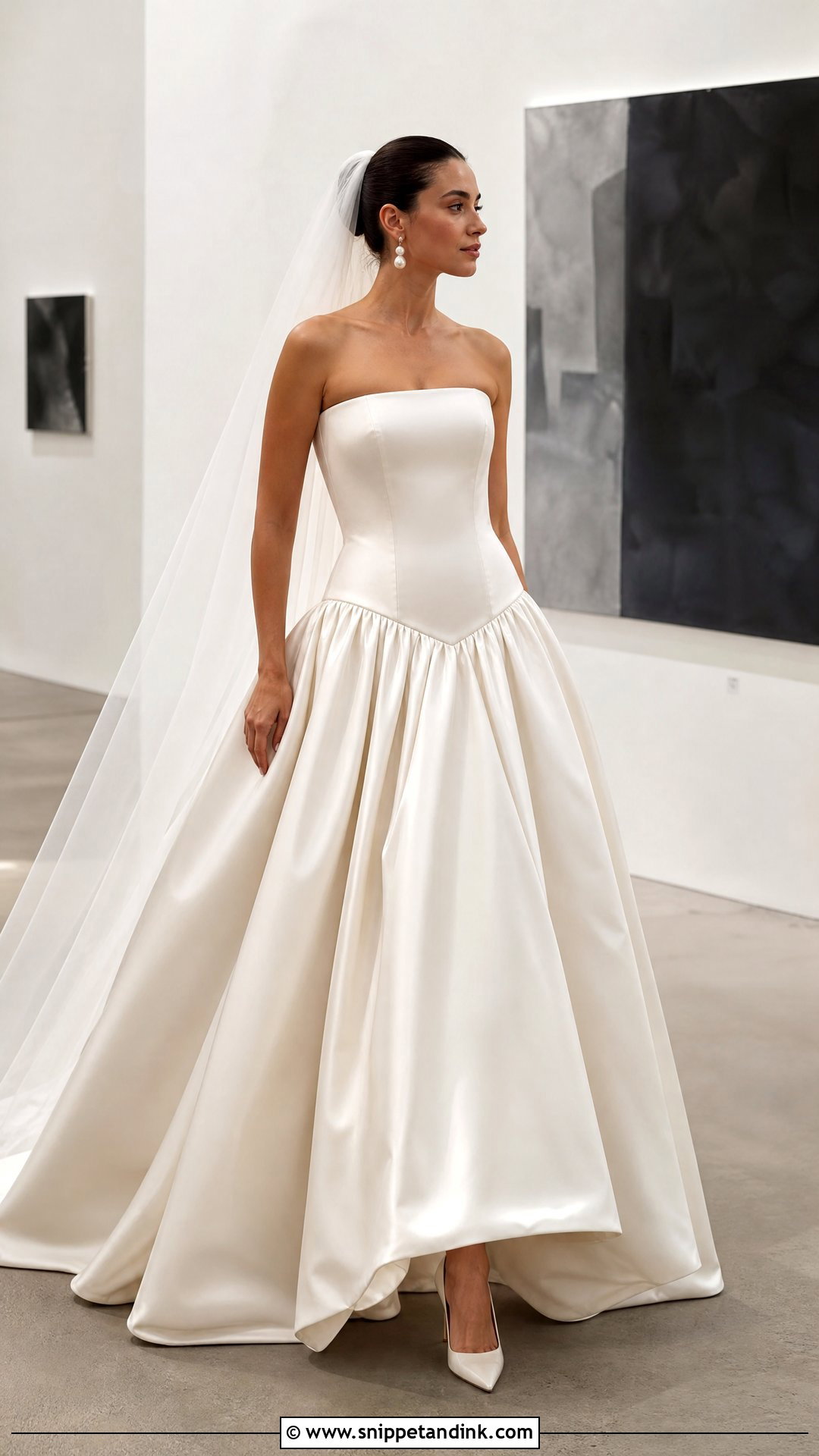 Satin Drop Waist Wedding Dress - Snippet and Ink - 25 Bridal Satin Dress Style Ideas