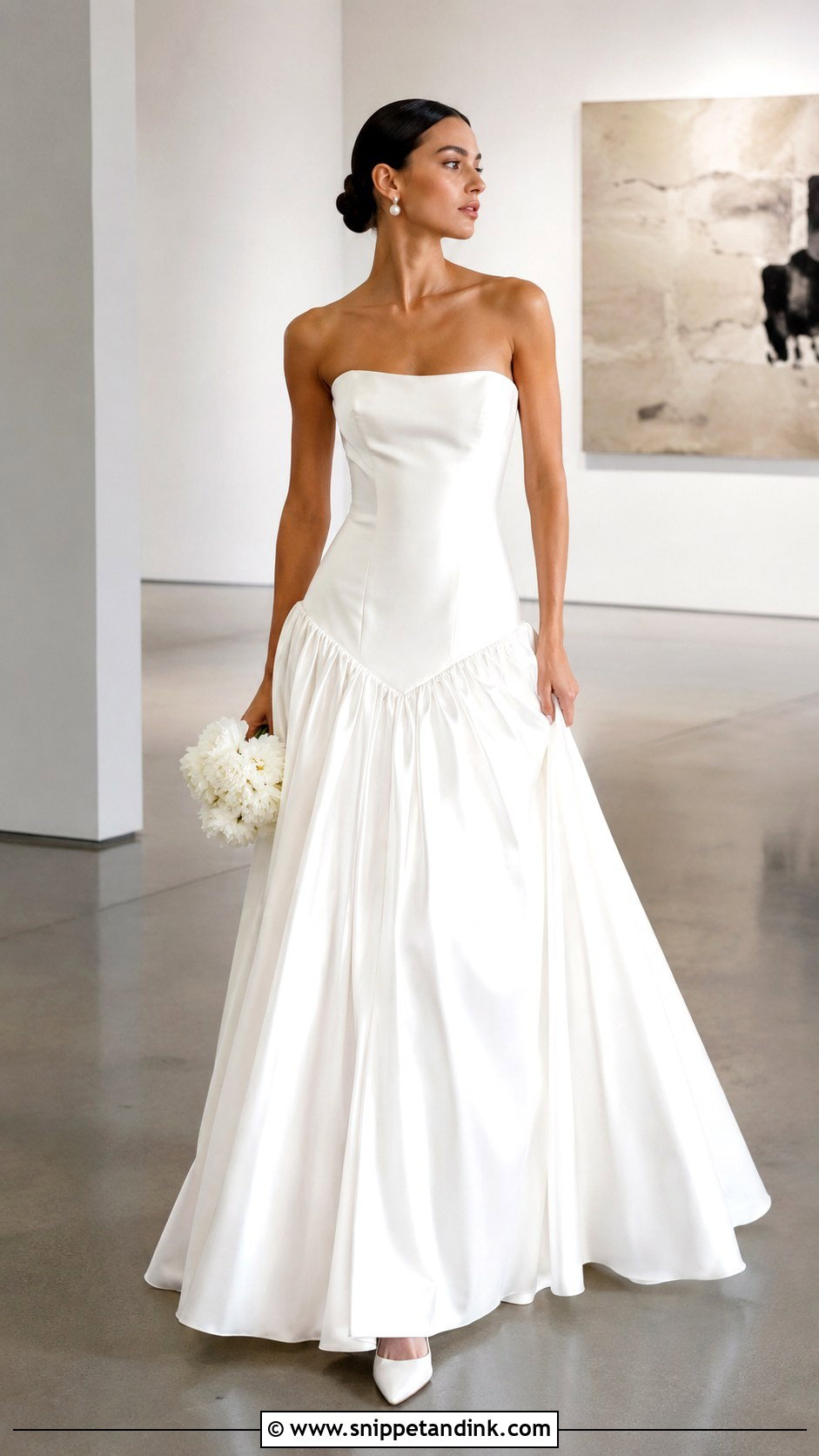 Satin Drop Waist Wedding Dress - Snippet and Ink - 30 Satin Wedding Dresses
