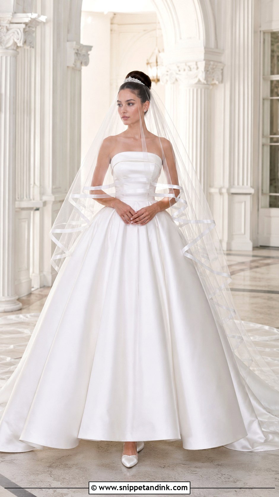 Satin Edge Double Veil With Ball Gown - Snippet and Ink - 20 Double Veil Ideas