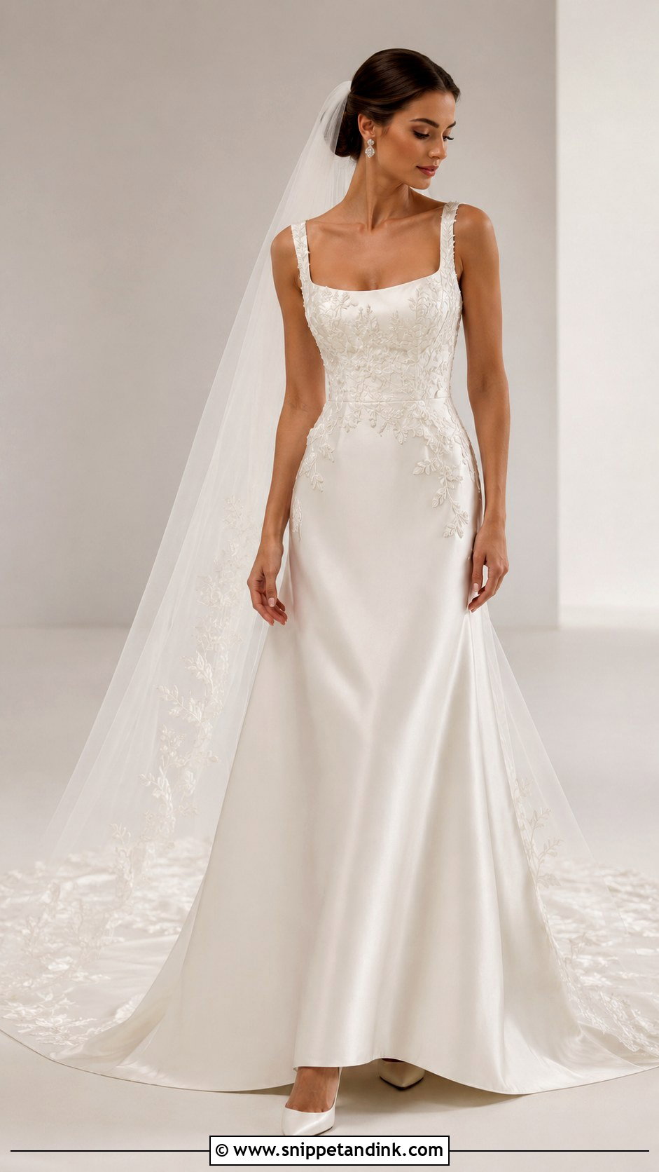 Satin Embroidered Wedding Dress - Snippet and Ink - 30 Embroidered Wedding Dress Ideas
