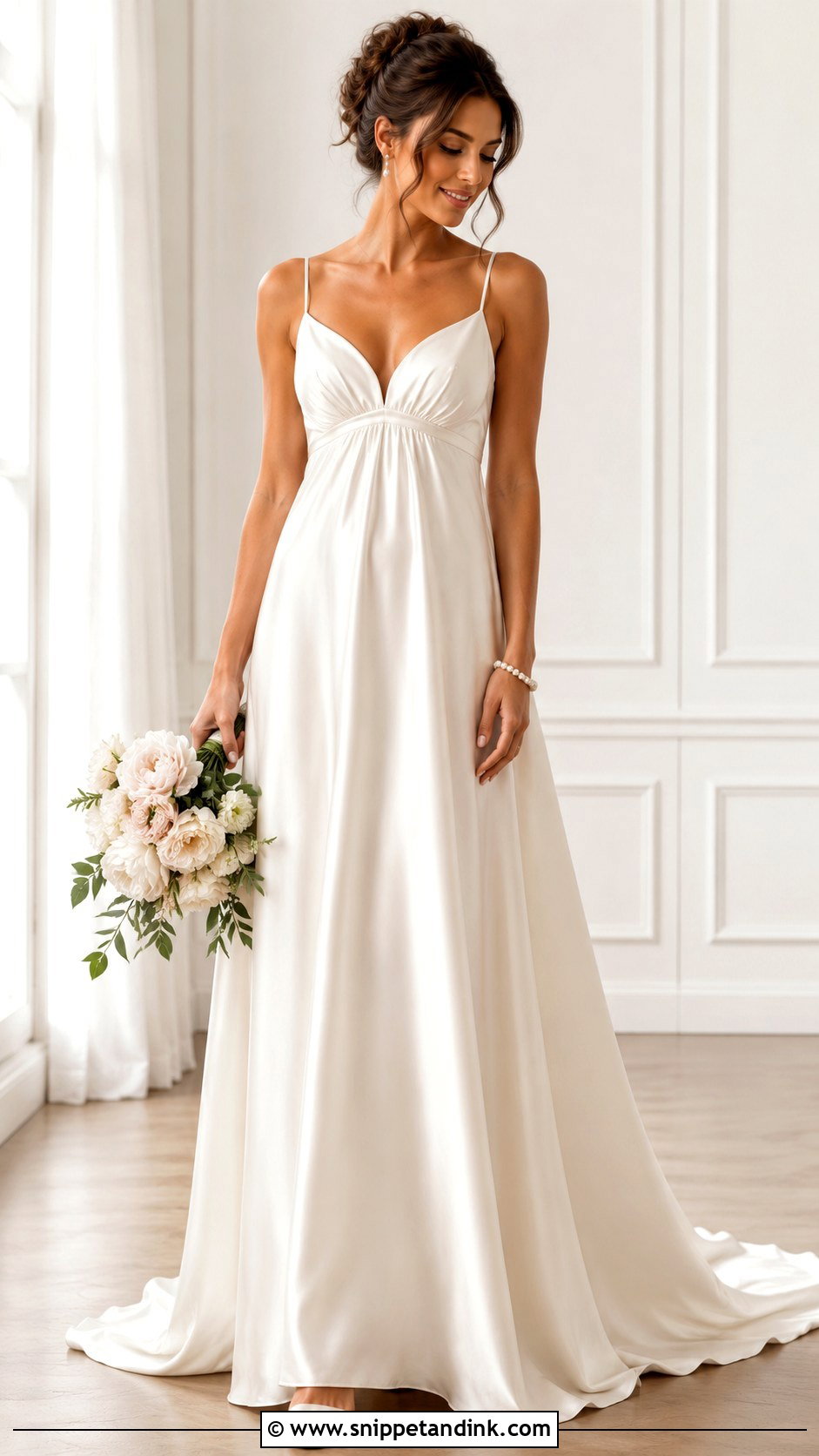 Satin Empire Waist Wedding Gown - Snippet and Ink - 30 Satin Wedding Gown Ideas