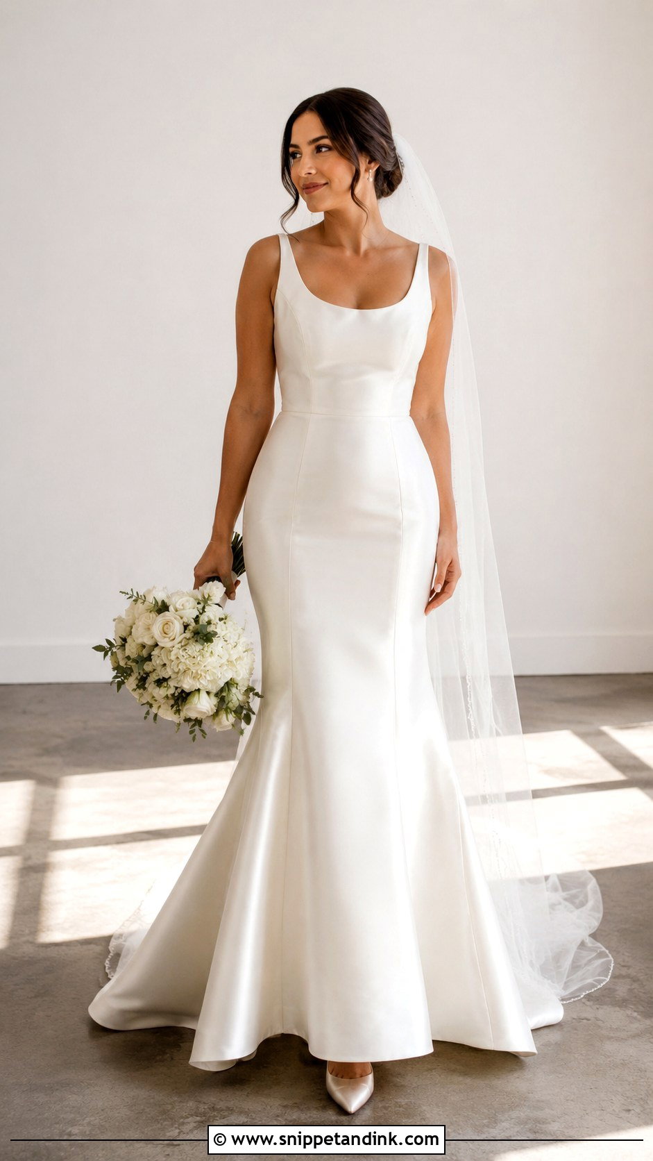 Satin Fit And Flare Wedding Dress - Snippet and Ink - 25 Mid Size Bride Ideas