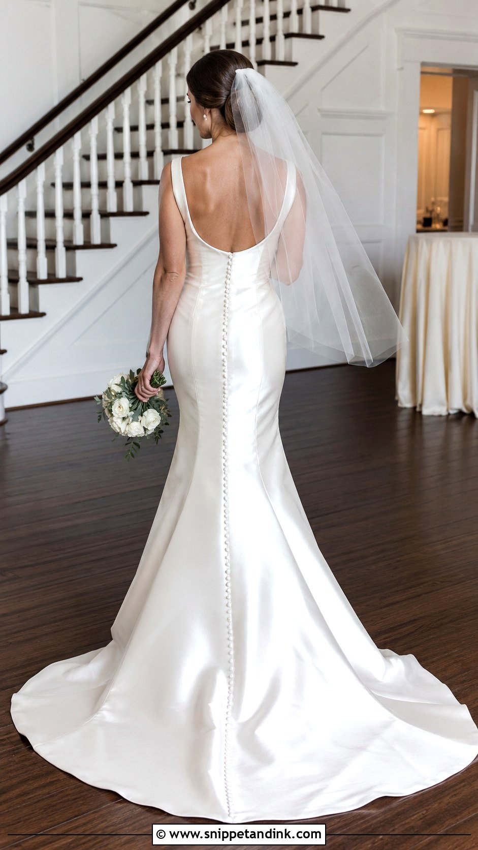 Satin Fit And Flare Wedding Dress With Button Back - Snippet and Ink - 25 Satin Fit and Flare Wedding Dress Ideas