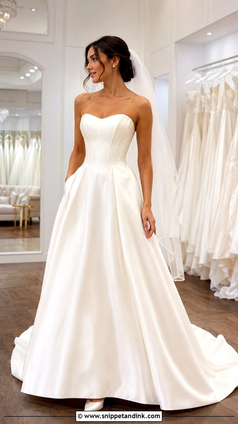 Satin Fit And Flare Wedding Dress With Corset Bodice - Snippet and Ink - 25 Satin Fit and Flare Wedding Dress Ideas