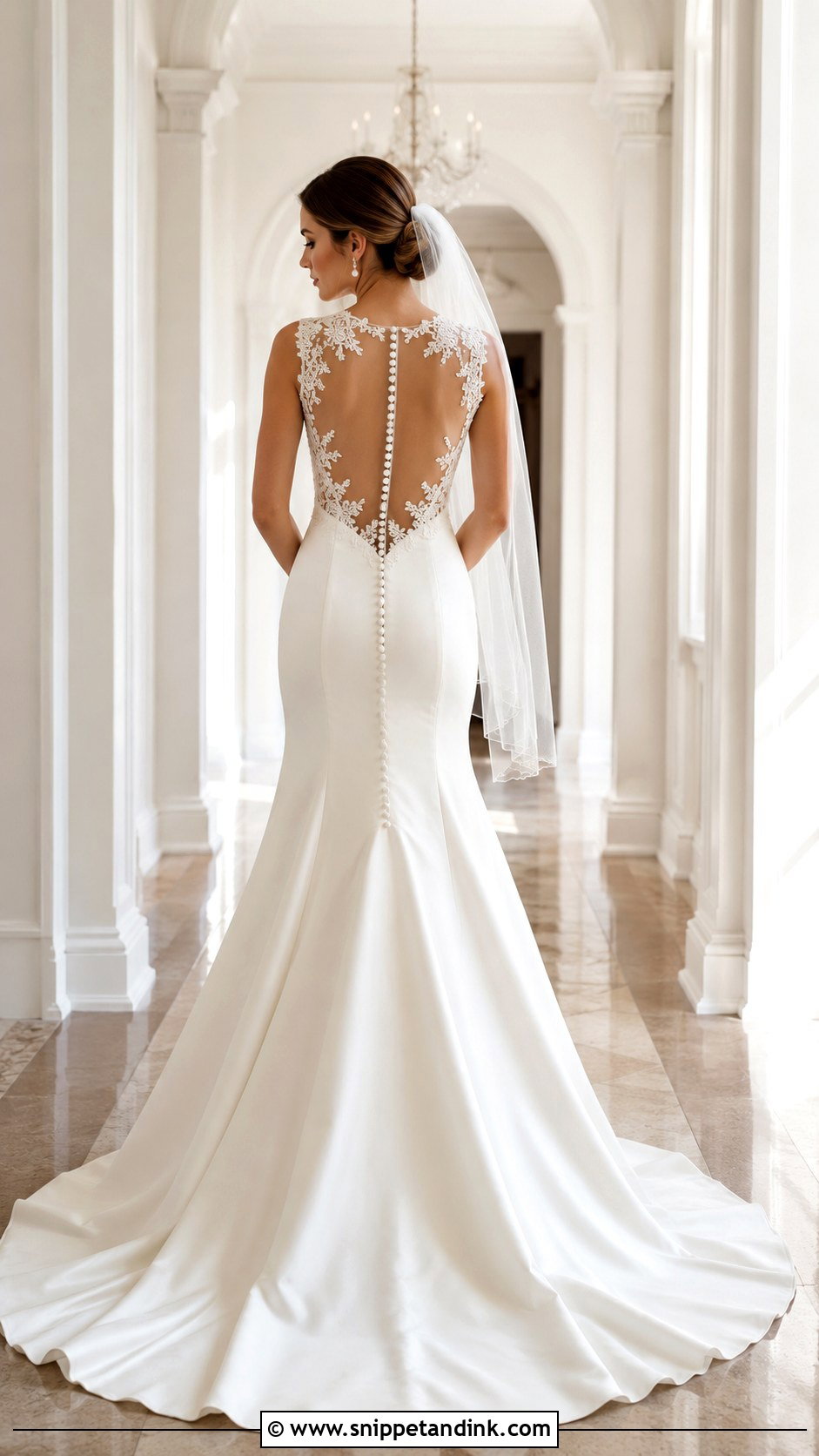 Satin Fit And Flare Wedding Dress With Lace Back - Snippet and Ink - 25 Satin Fit and Flare Wedding Dress Ideas