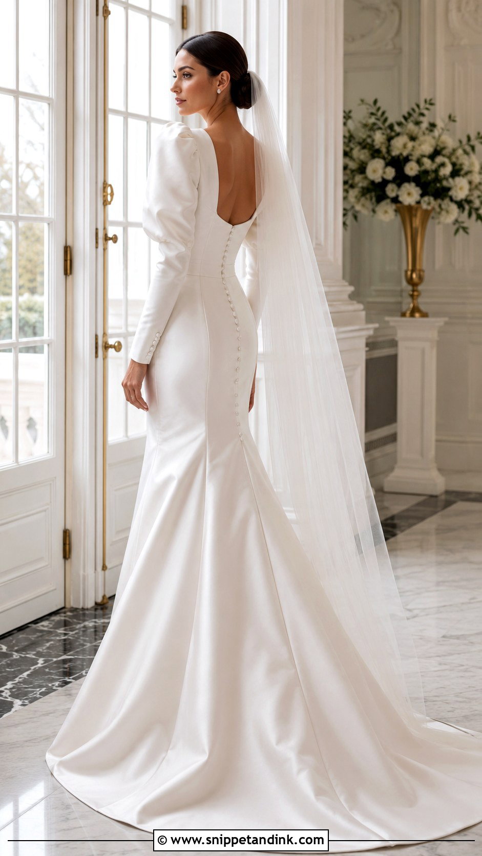 Satin Fit And Flare Wedding Dress With Puff Sleeves - Snippet and Ink - 20 Form Fitting Wedding Dress with Sleeves