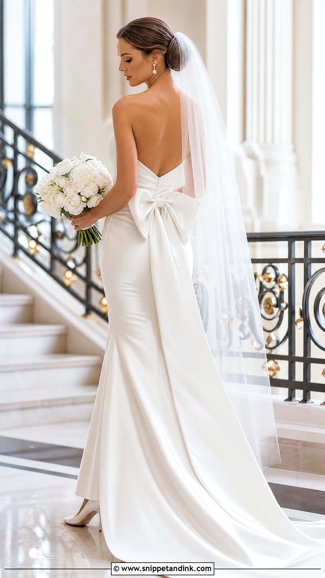 Satin Fitted Wedding Dress With Bow Back - Snippet and Ink - 20 Satin Fitted Wedding Dress Ideas