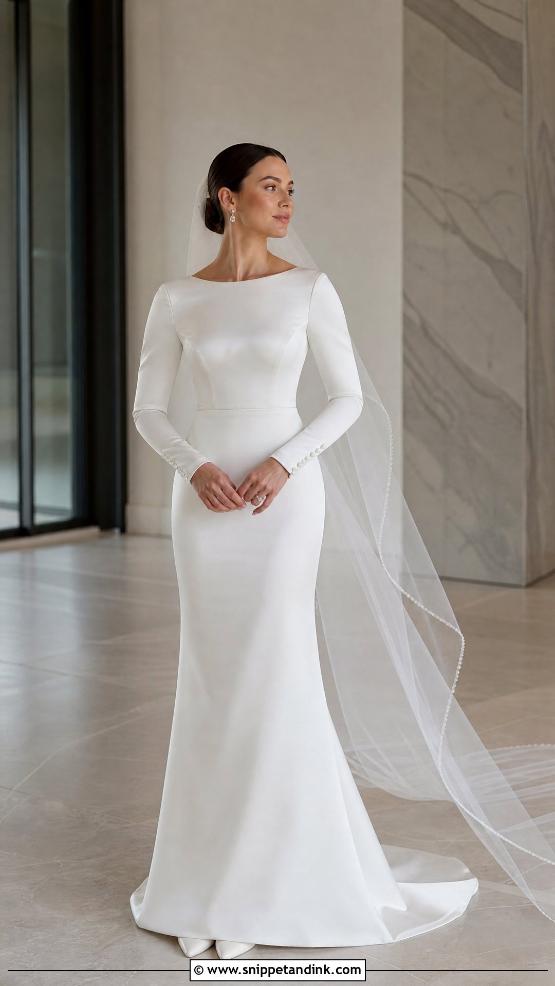 Satin Fitted Wedding Dress With Long Sleeves - Snippet and Ink - 20 Tight Wedding Dress with Sleeves