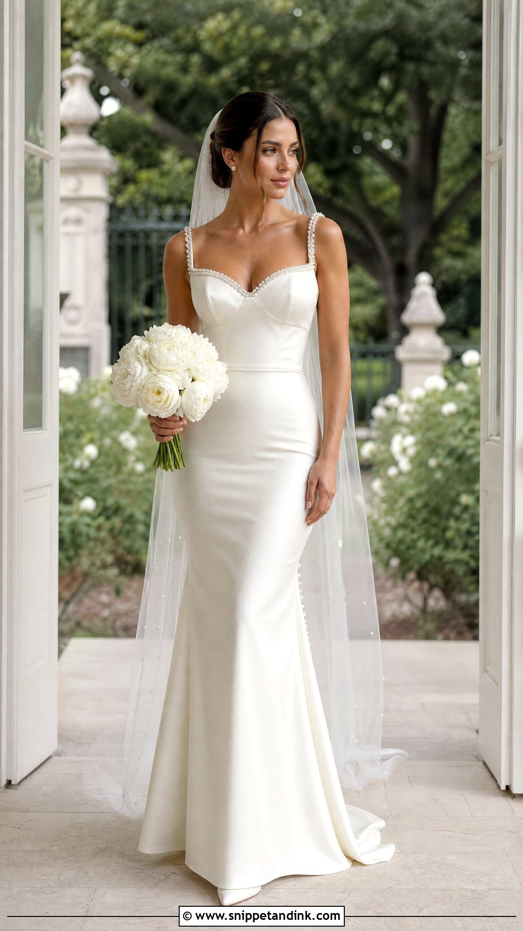 Satin Fitted Wedding Dress With Pearl Details - Snippet and Ink - 20 Satin Fitted Wedding Dress Ideas