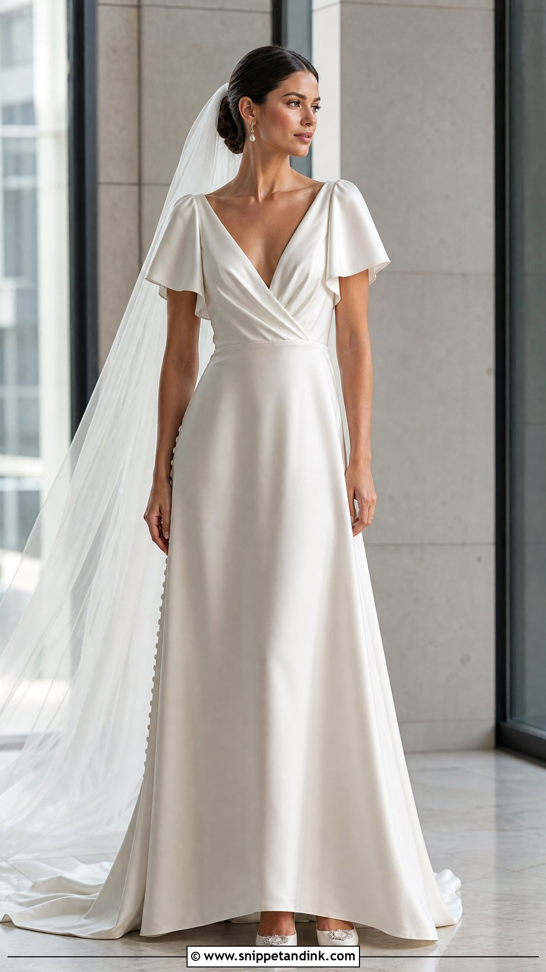 Satin Flutter Sleeve Wedding Dress - Snippet and Ink - 20 Wedding Dress Flutter Sleeves