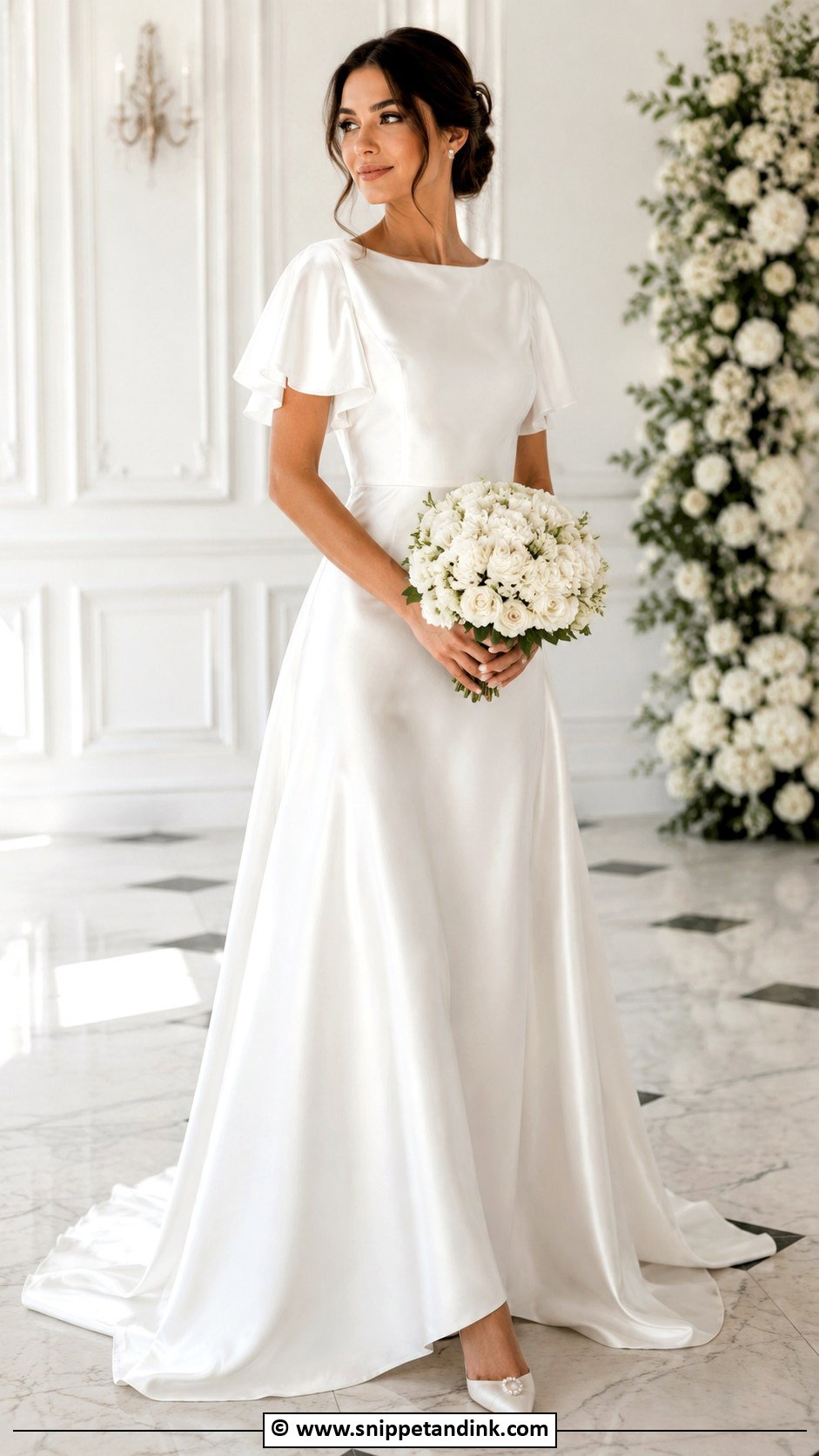 Satin Flutter Sleeve Wedding Dress - Snippet and Ink - 25 Flutter Sleeve Wedding Dress Ideas