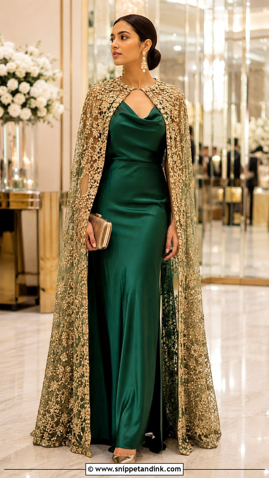 Satin Gown With Embroidered Cape - Snippet and Ink - 20 Latest Gown Designs Indian Wedding