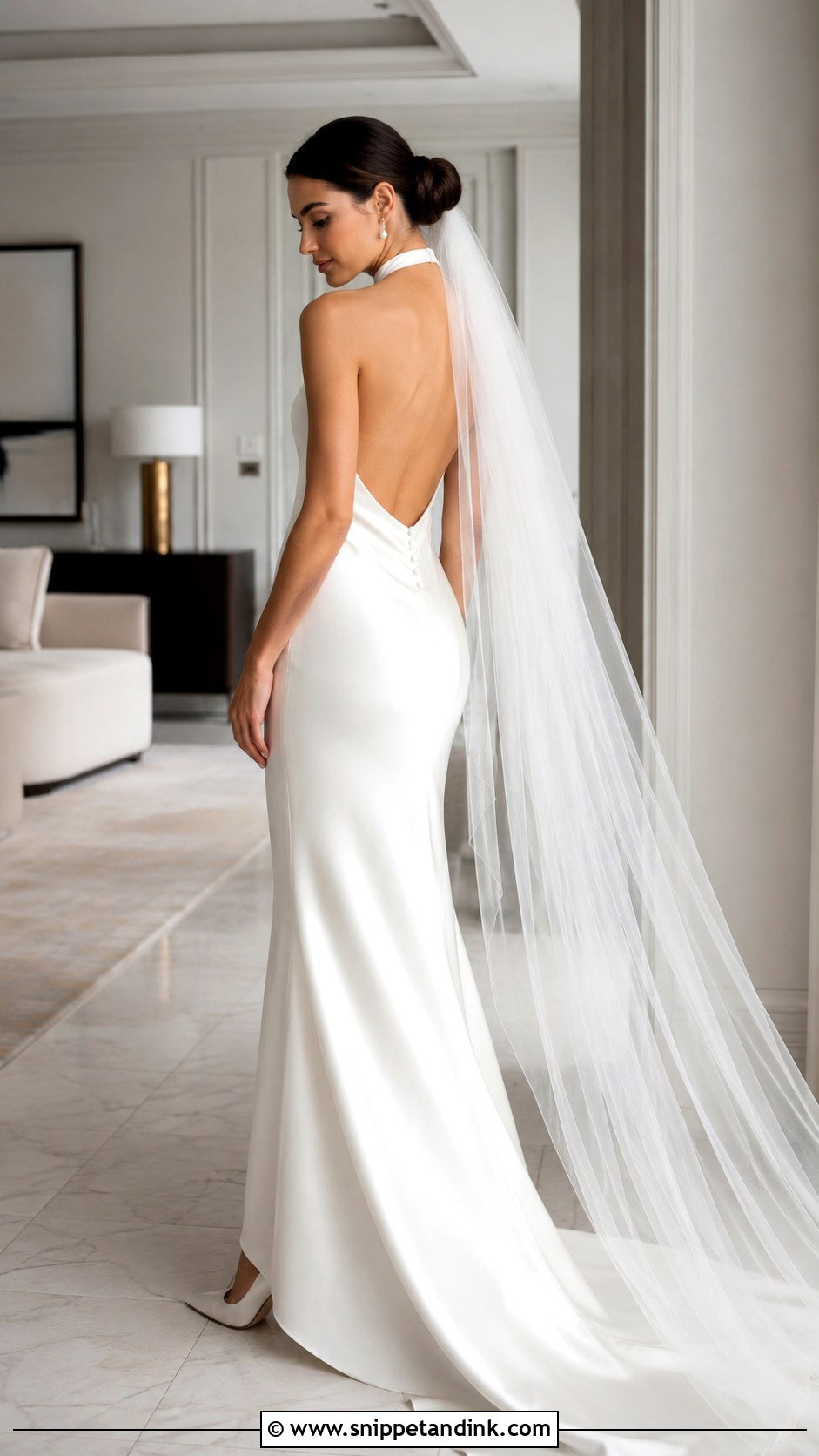 Satin Halter High Neck Backless Wedding Dress - Snippet and Ink - 20 High Neck Backless Wedding Dress Ideas