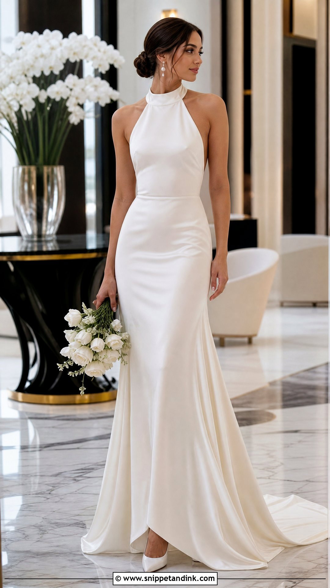 Satin Halter Neck Wedding Gown - Snippet and Ink - 20 Halter Neck Wedding Gown Ideas