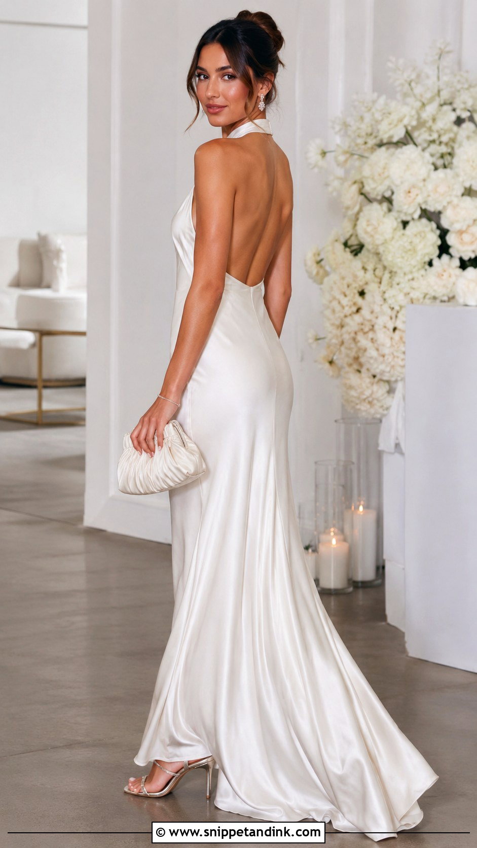 Satin Halter Reception Wedding Dress - Snippet and Ink - 20 Hailey Beiber Wedding Dress Ideas