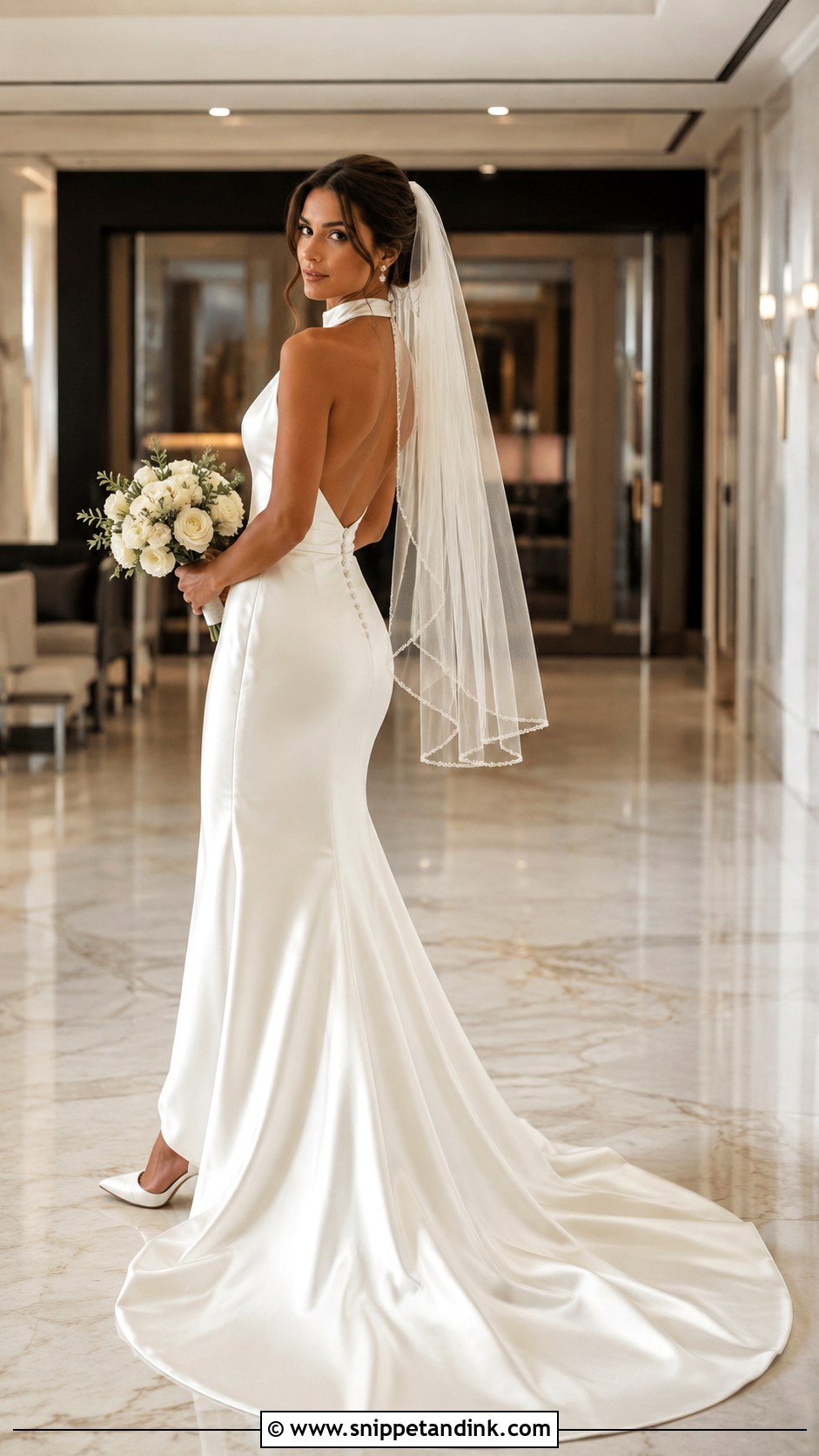 Satin High Neck Halter Wedding Dress - Snippet and Ink - 20 High Neck Halter Wedding Dress Ideas
