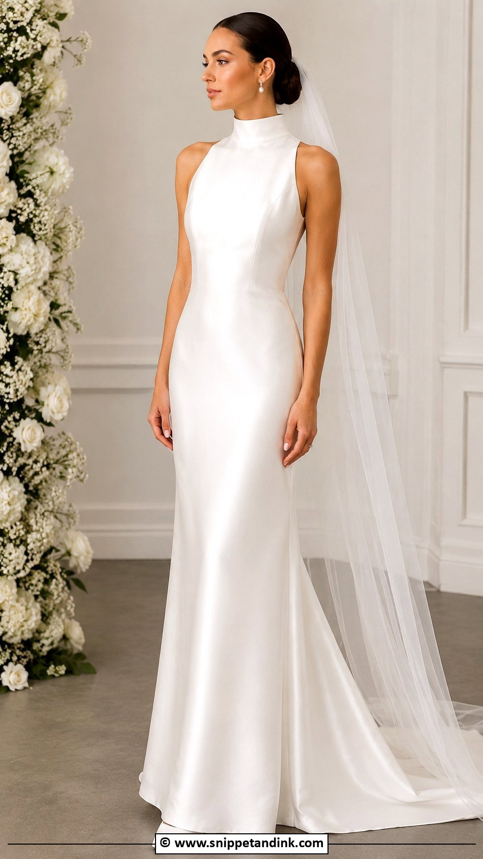 Satin High Neck Wedding Dress - Snippet and Ink - 35 Satin Wedding Dress Ideas