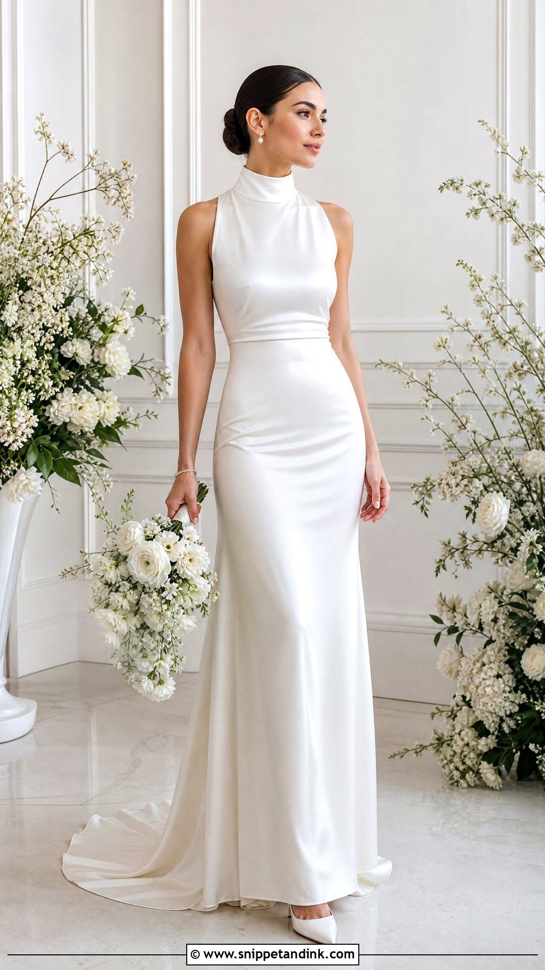 Satin High Neck Wedding Dress - Snippet and Ink - 25 Bridal Satin Dress Style Ideas