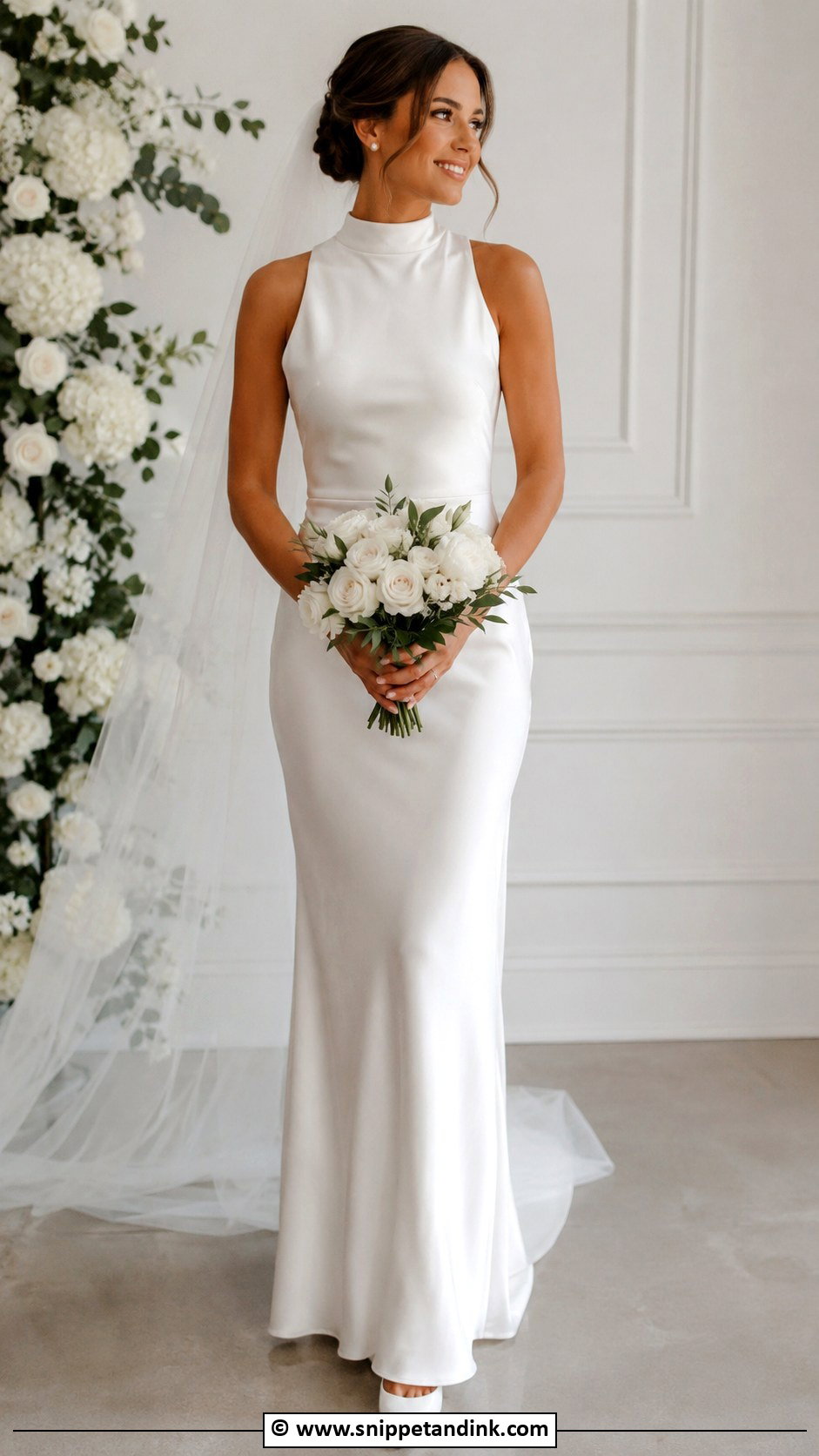 Satin High Neck Wedding Dress - Snippet and Ink - 25 Elegant Satin Wedding Dress Ideas