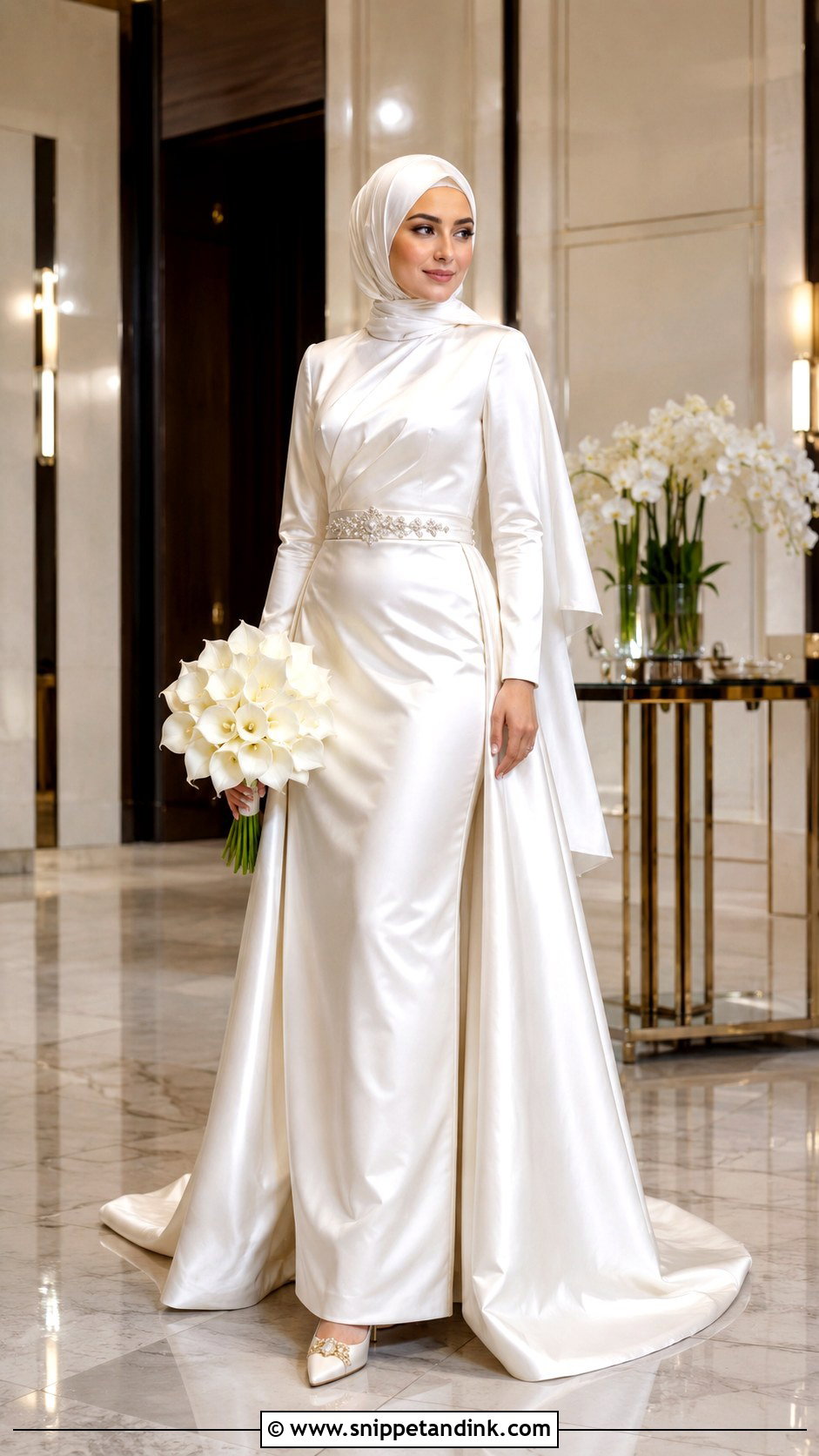 Satin Hijab Bridal Look - Snippet and Ink - 25 Hijab Bridal Look Ideas