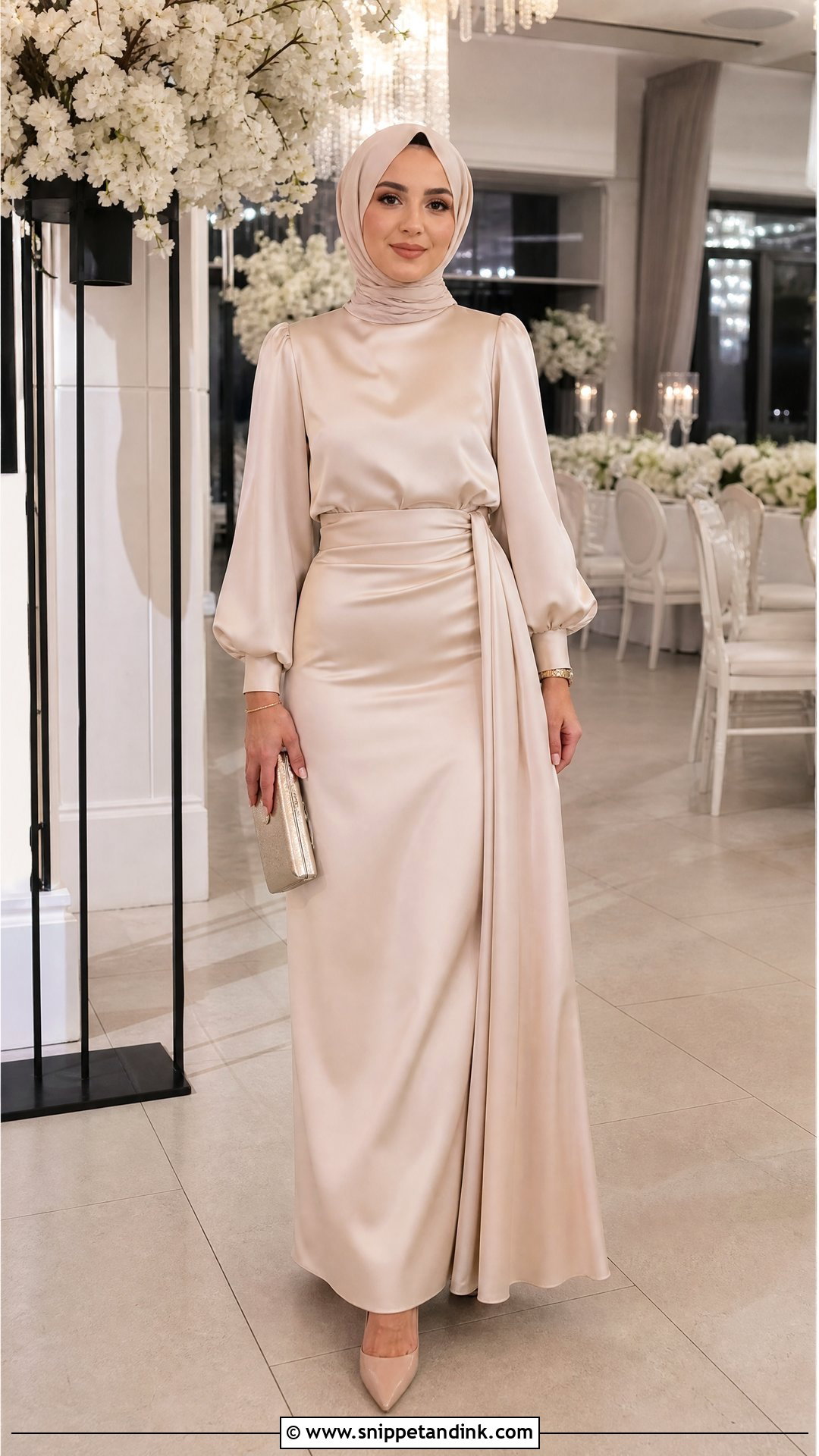 Satin Hijab Wedding Outfit - Snippet and Ink - 25 Hijab Ideas for Wedding