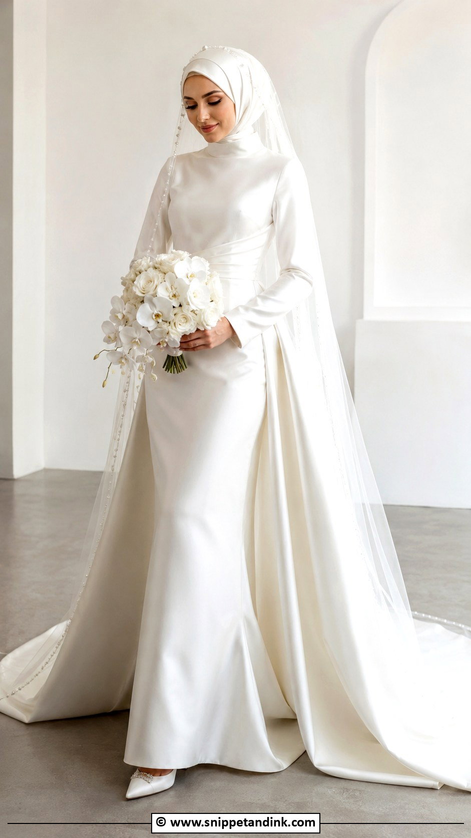Satin Hijabi Wedding Dress - Snippet and Ink - 30 Hijabi Wedding Dress Ideas