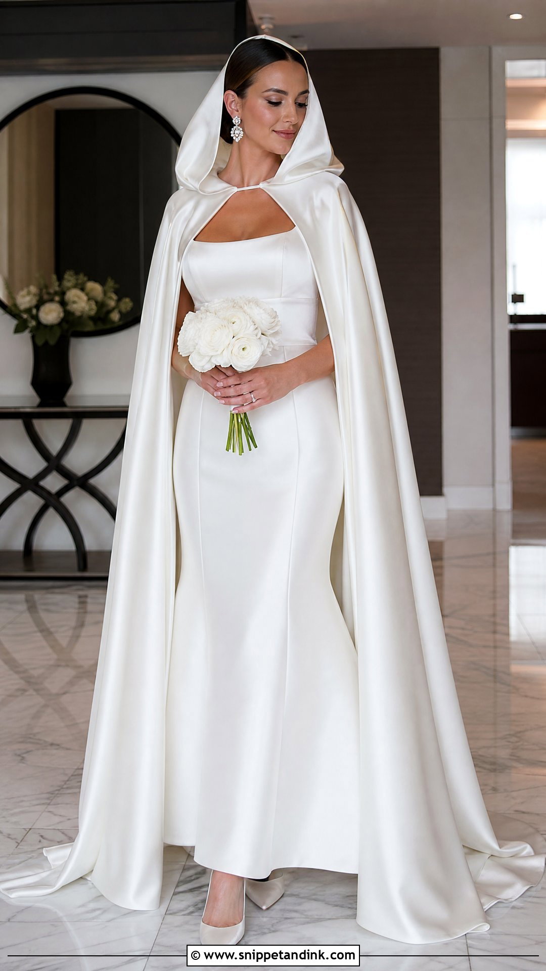 Satin Hooded Wedding Dress - Snippet and Ink - 20 Wedding Dress with Hood Ideas