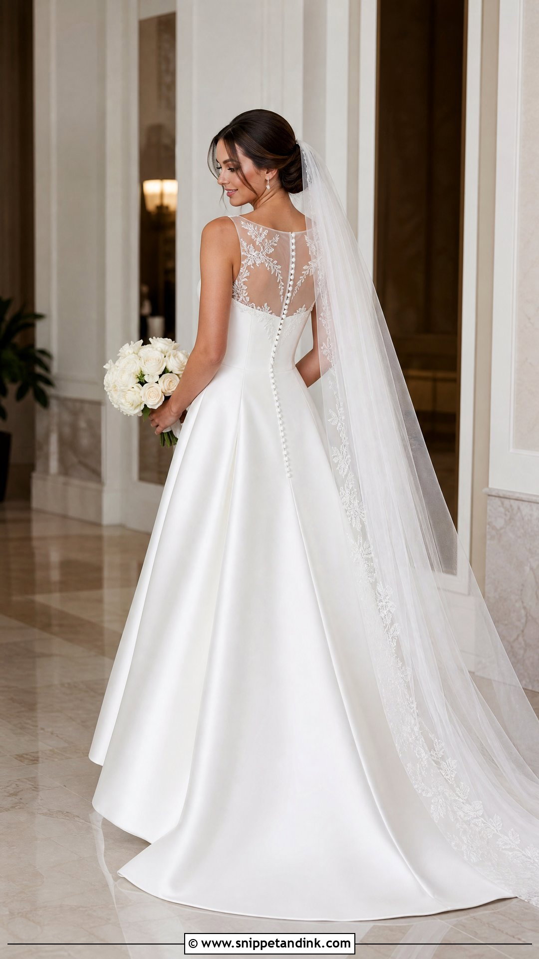 Satin Illusion Back Wedding Dress - Snippet and Ink - 20 Illusion Back Wedding Dress Ideas