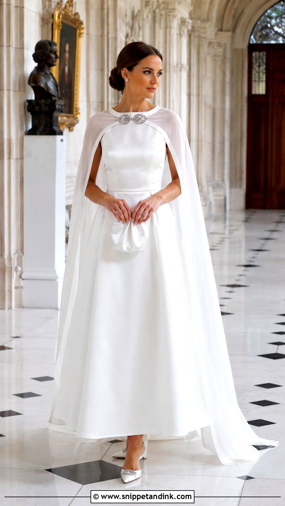Satin Irish Wedding Dress With Cape - Snippet and Ink - 20 Irish Wedding Dress Ideas