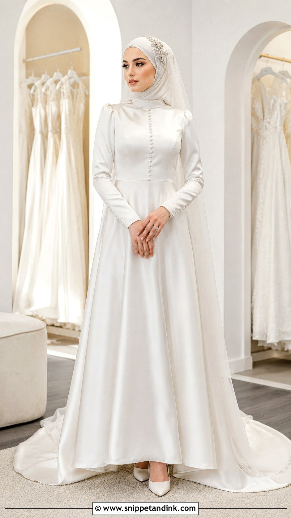Satin Islamic Wedding Dress With Hijab - Snippet and Ink - 25 Islamic Wedding Dress Hijab Bride Ideas