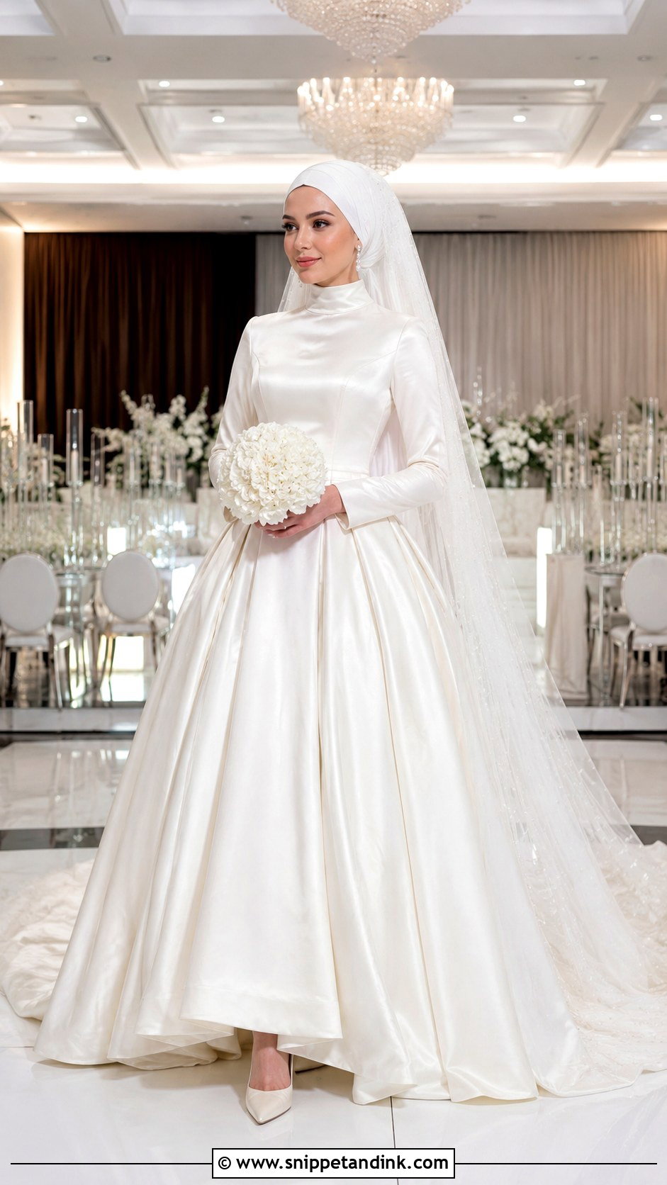 Satin Islamic Wedding Dress With Matching Hijab - Snippet and Ink - 20 Islamic Wedding Dress Hijab Bride Bridal Gowns