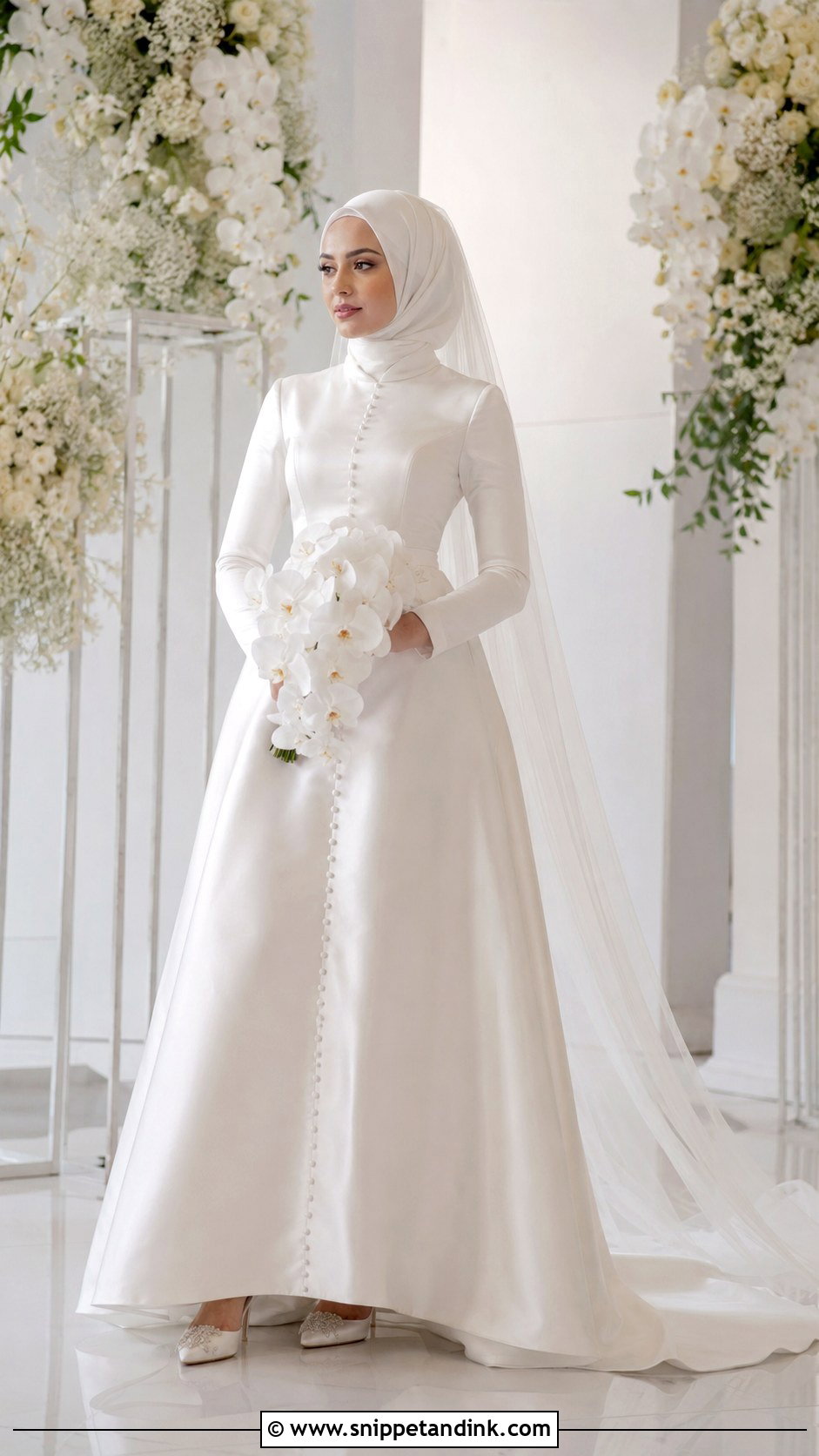 Satin Islamic Wedding Dress With Veil - Snippet and Ink - 30 Islamic Wedding Dress Ideas