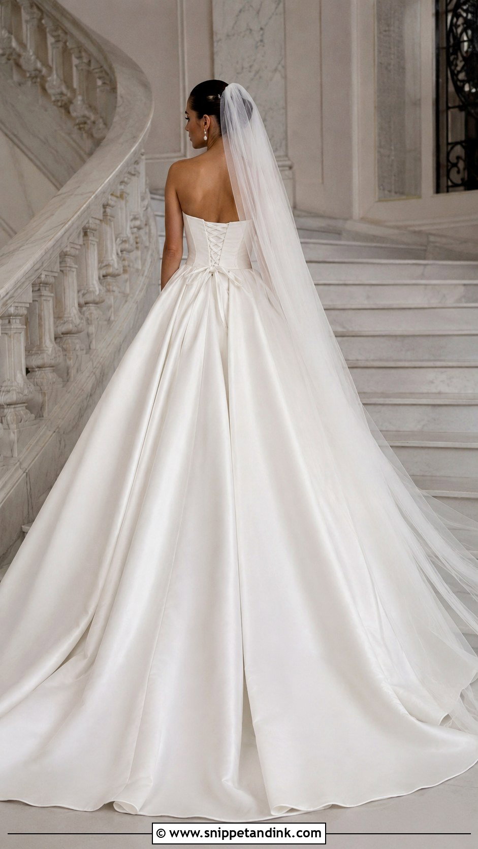 Satin Lace Up Back Princess Wedding Dress - Snippet and Ink - 20 Lace Up Back Wedding Dress Ideas