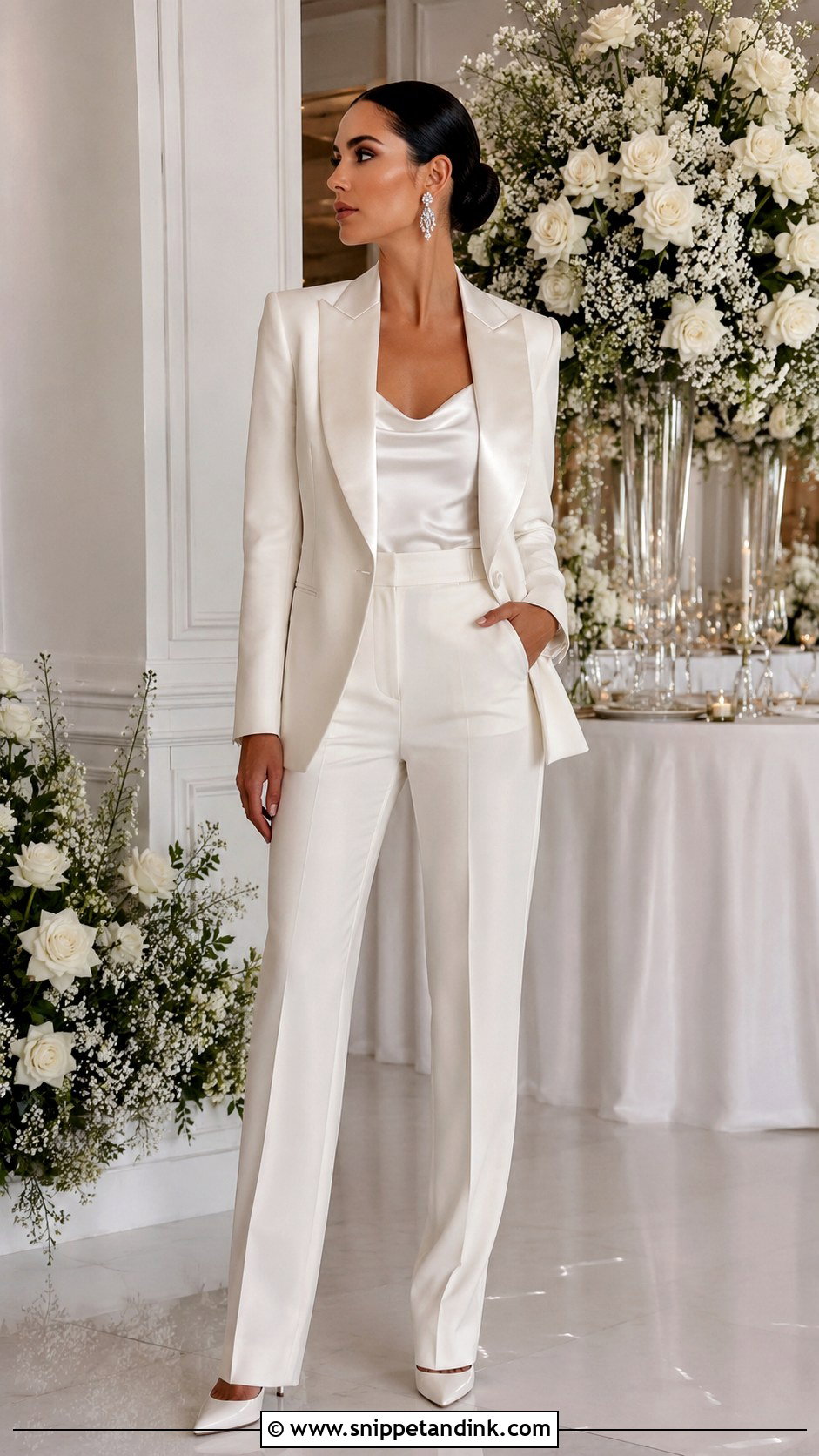 Satin Lapel Bride Tuxedo Suit - Snippet and Ink - 20 Bride Wedding Suit Ideas