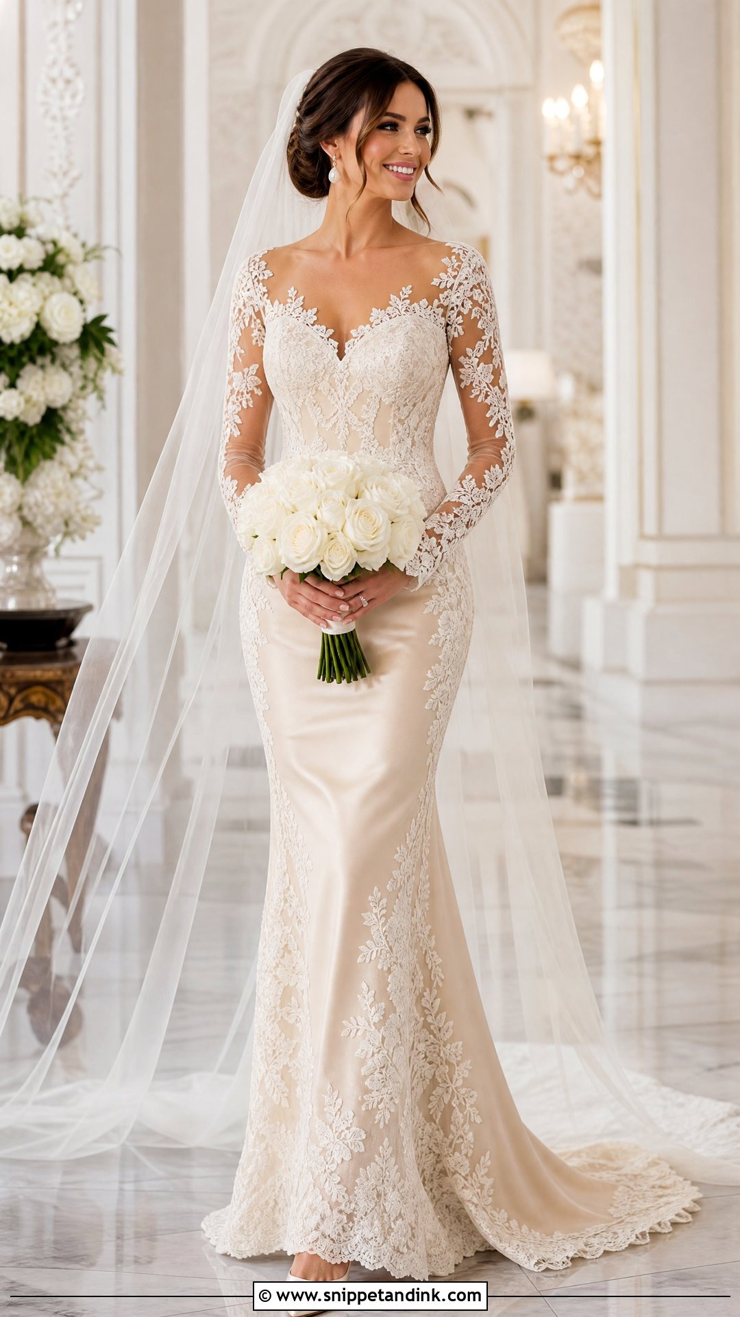 Satin Lined Fitted Lace Wedding Dress With Sleeves - Snippet and Ink - 25 Fitted Lace Wedding Dress with Sleeves