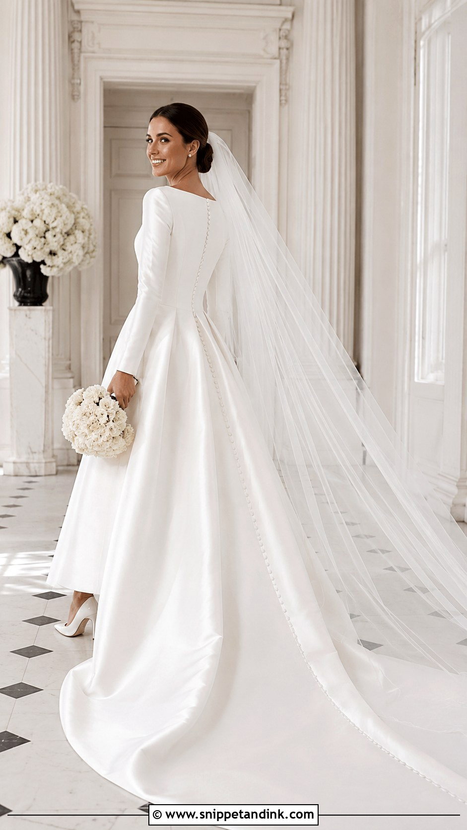 Satin Long Sleeve A Line Wedding Dress - Snippet and Ink - 20 Long Sleeve a Line Wedding Dress Ideas