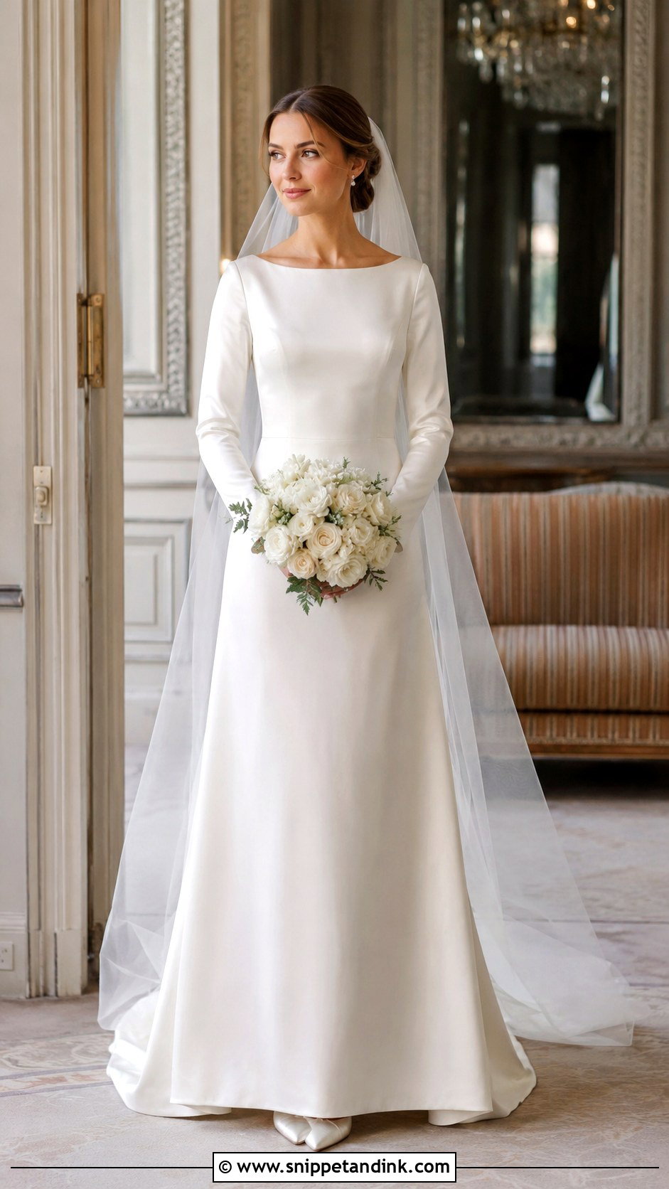 Satin Long Sleeve Bride Dress - Snippet and Ink - 25 Satin Bride Dress Ideas